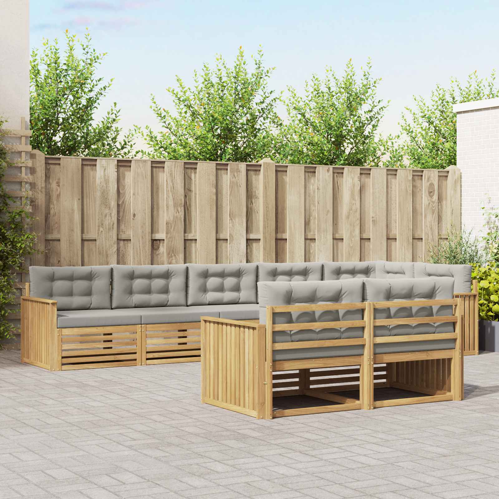 vidaXL Buiten bankenset 8 pcs Naturel