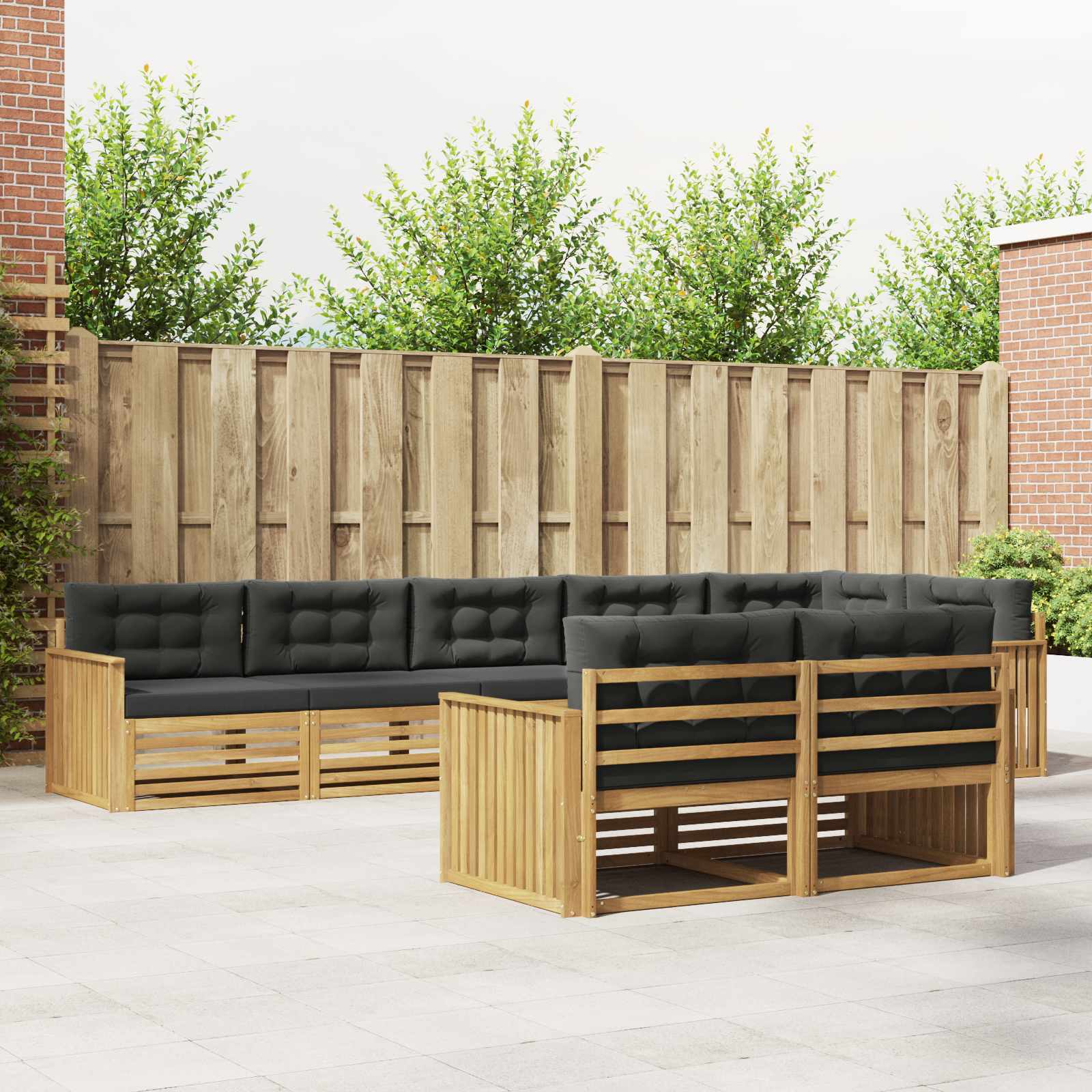 vidaXL Buiten bankenset 8 pcs Naturel