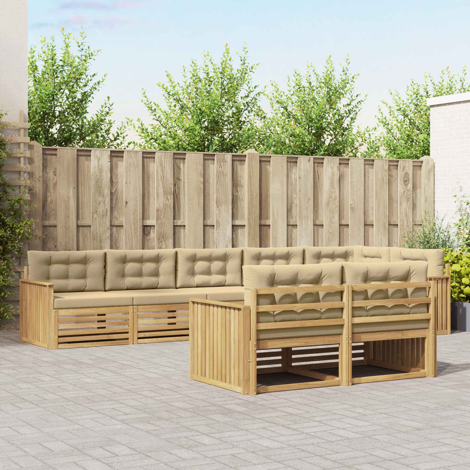 vidaXL Buiten bankenset 8 pcs Naturel