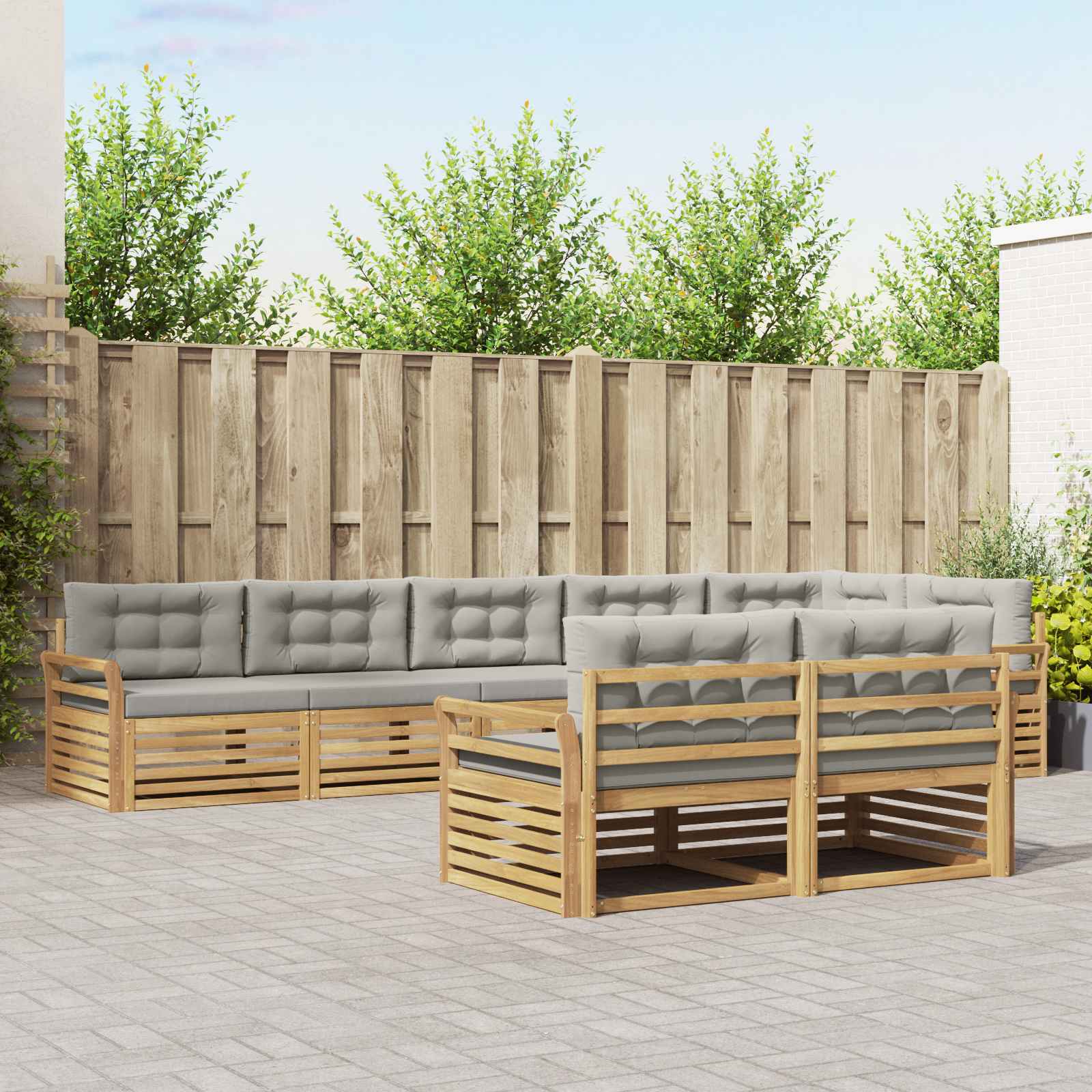 vidaXL Buiten bankenset 8 pcs Naturel