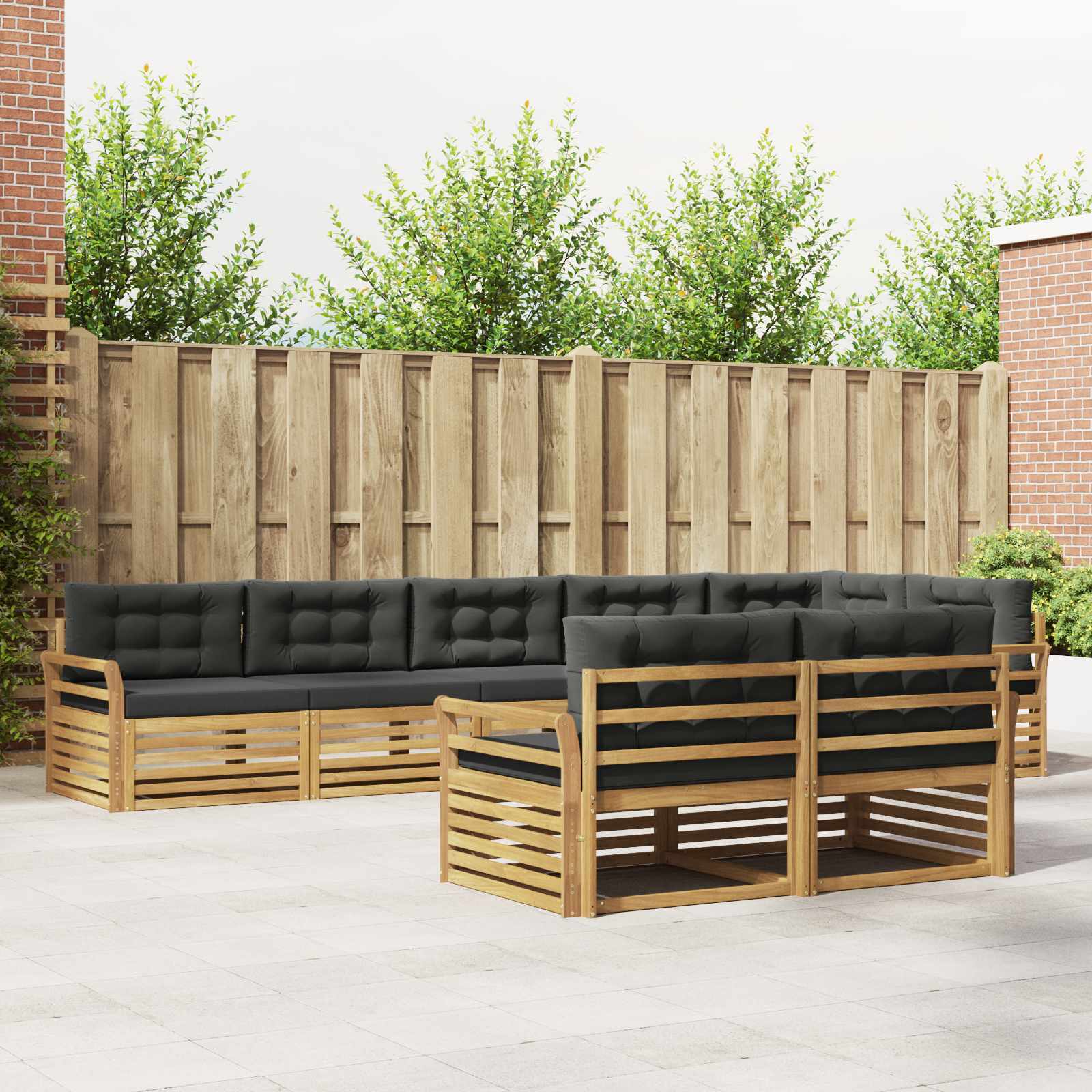 vidaXL Buiten bankenset 8 pcs Naturel