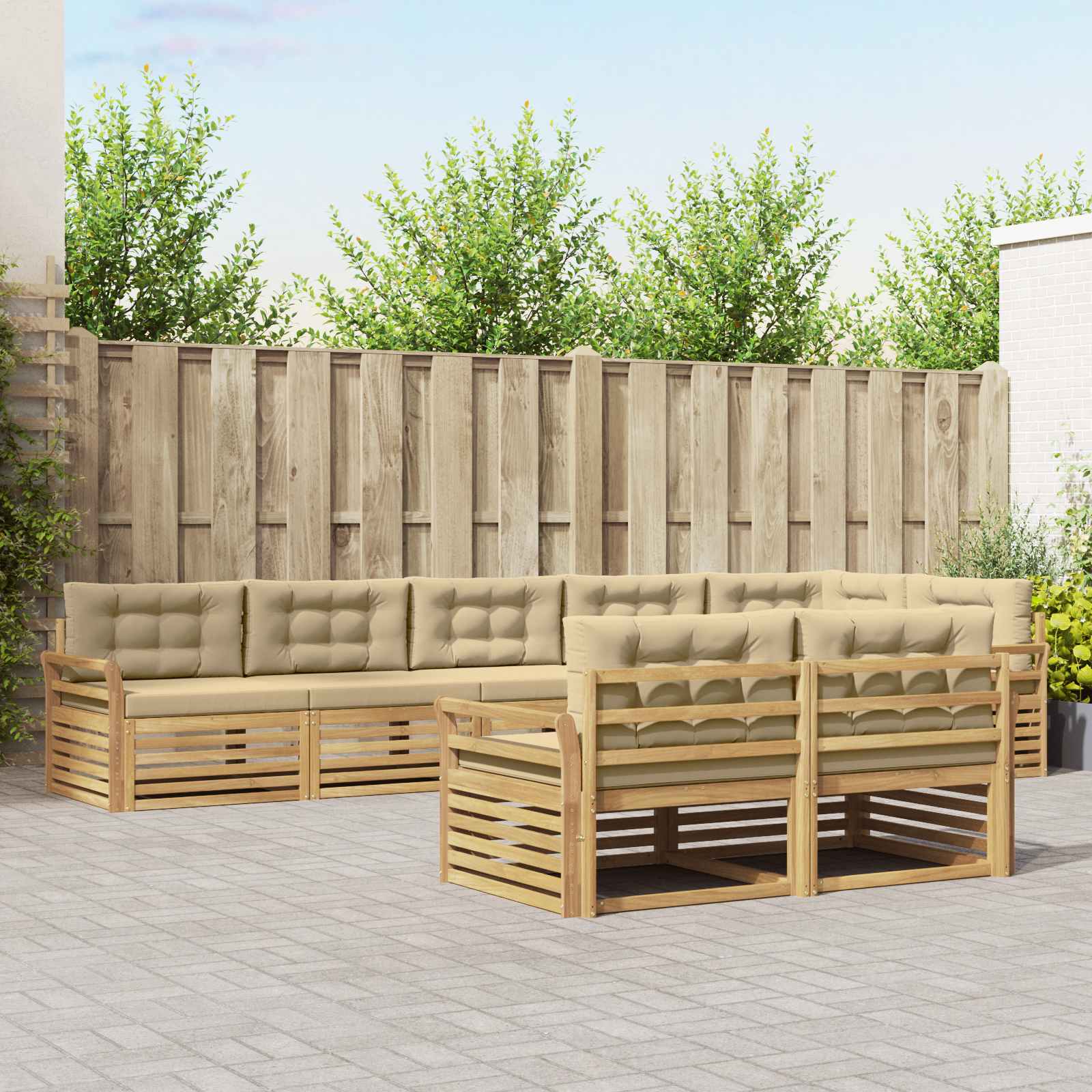 vidaXL Buiten bankenset 8 pcs Naturel