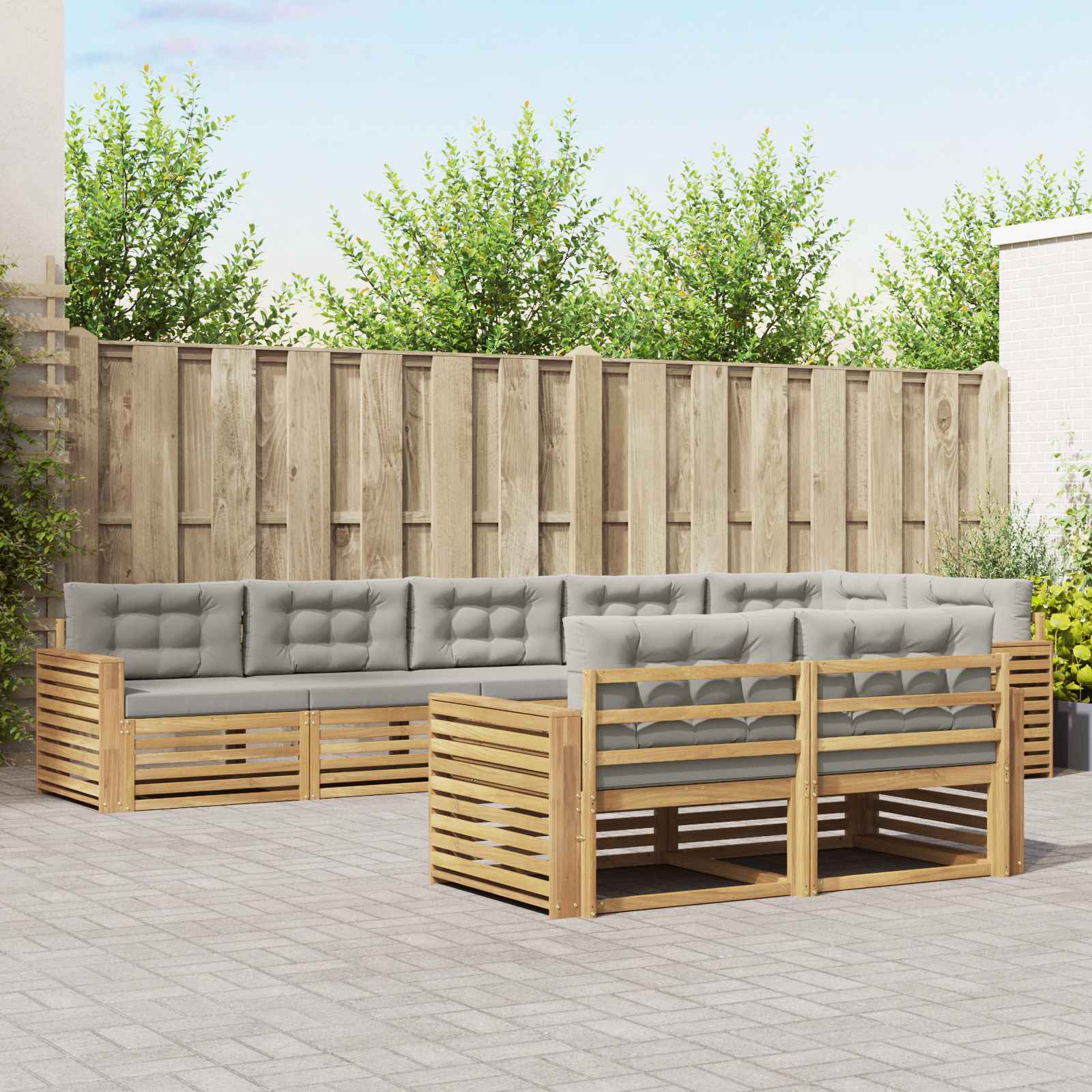 vidaXL Buiten bankenset 8 pcs Naturel