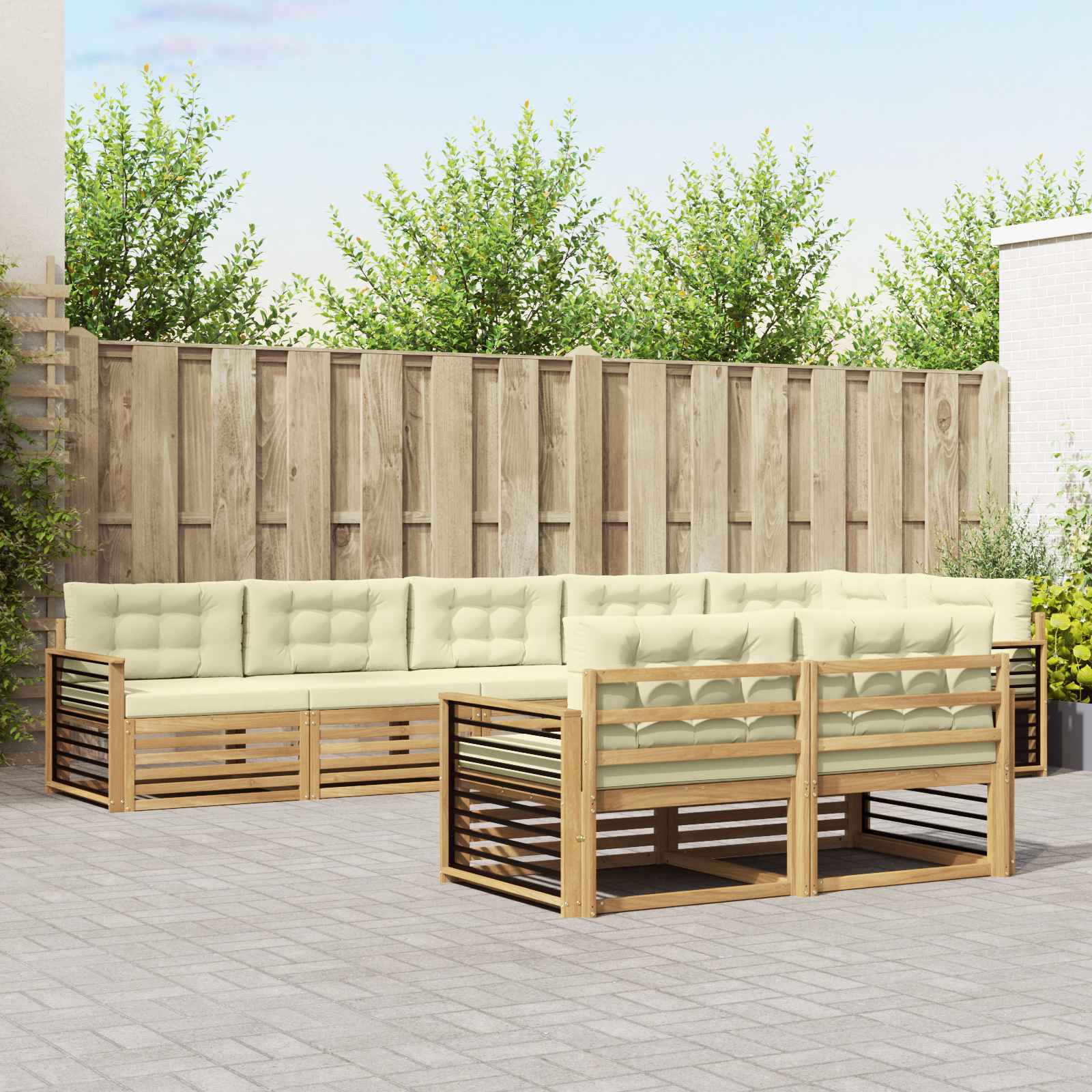 vidaXL Buiten bankenset 8 pcs Naturel