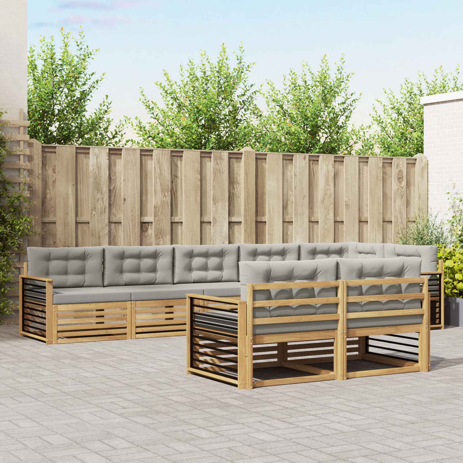vidaXL Buiten bankenset 8 pcs Naturel