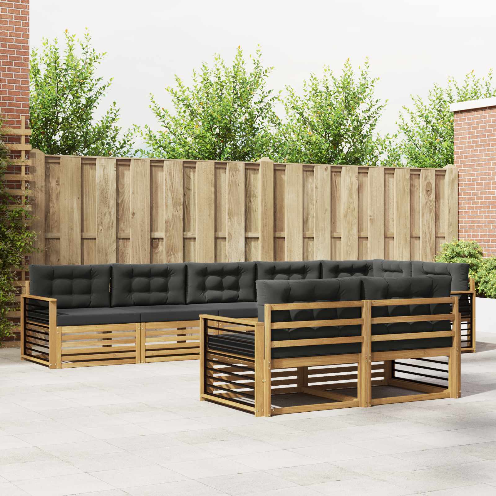 vidaXL Buiten bankenset 8 pcs Naturel