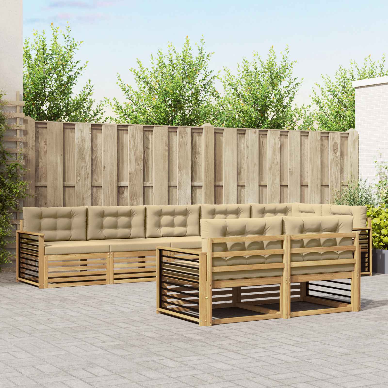 vidaXL Buiten bankenset 8 pcs Naturel