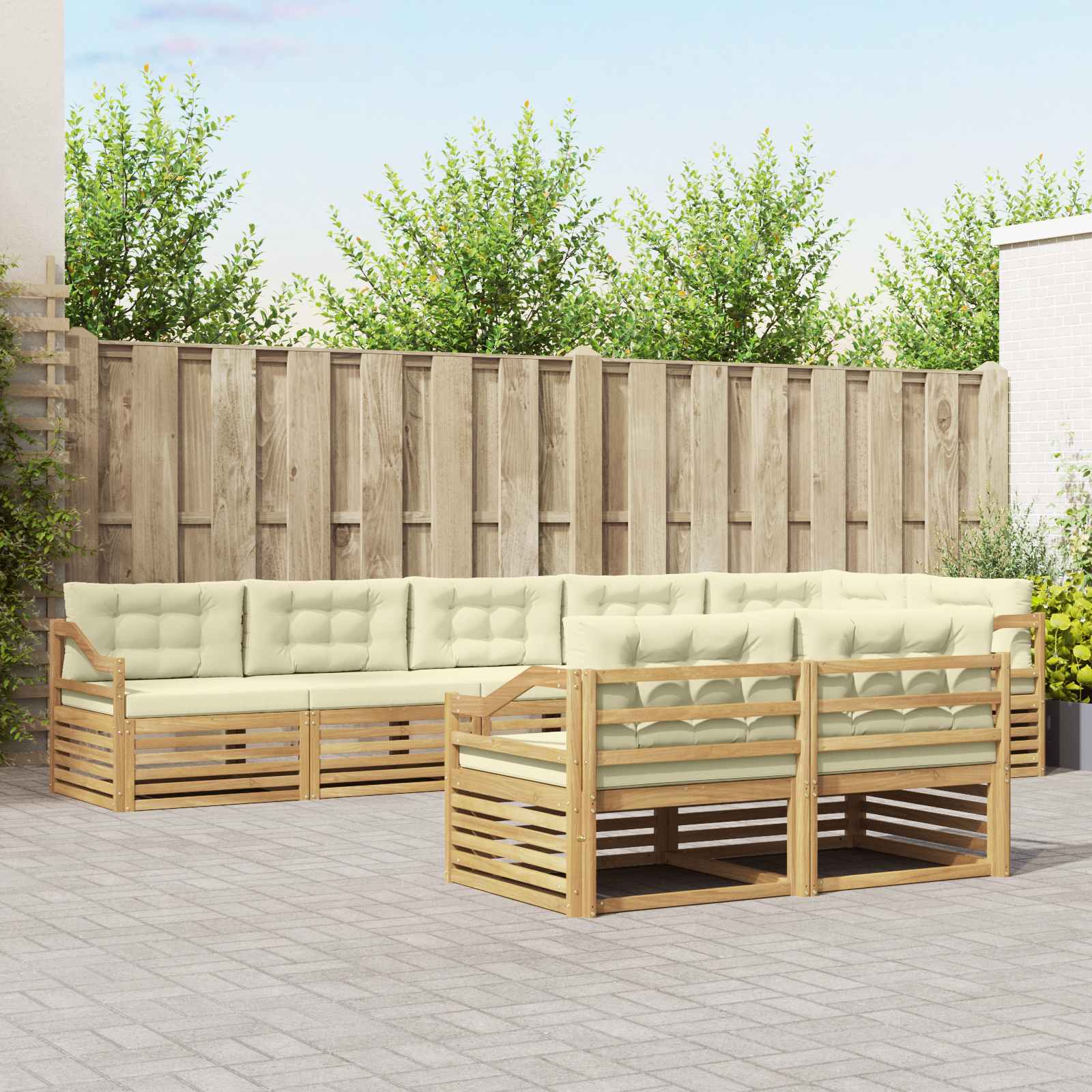 vidaXL Buiten bankenset 8 pcs Naturel