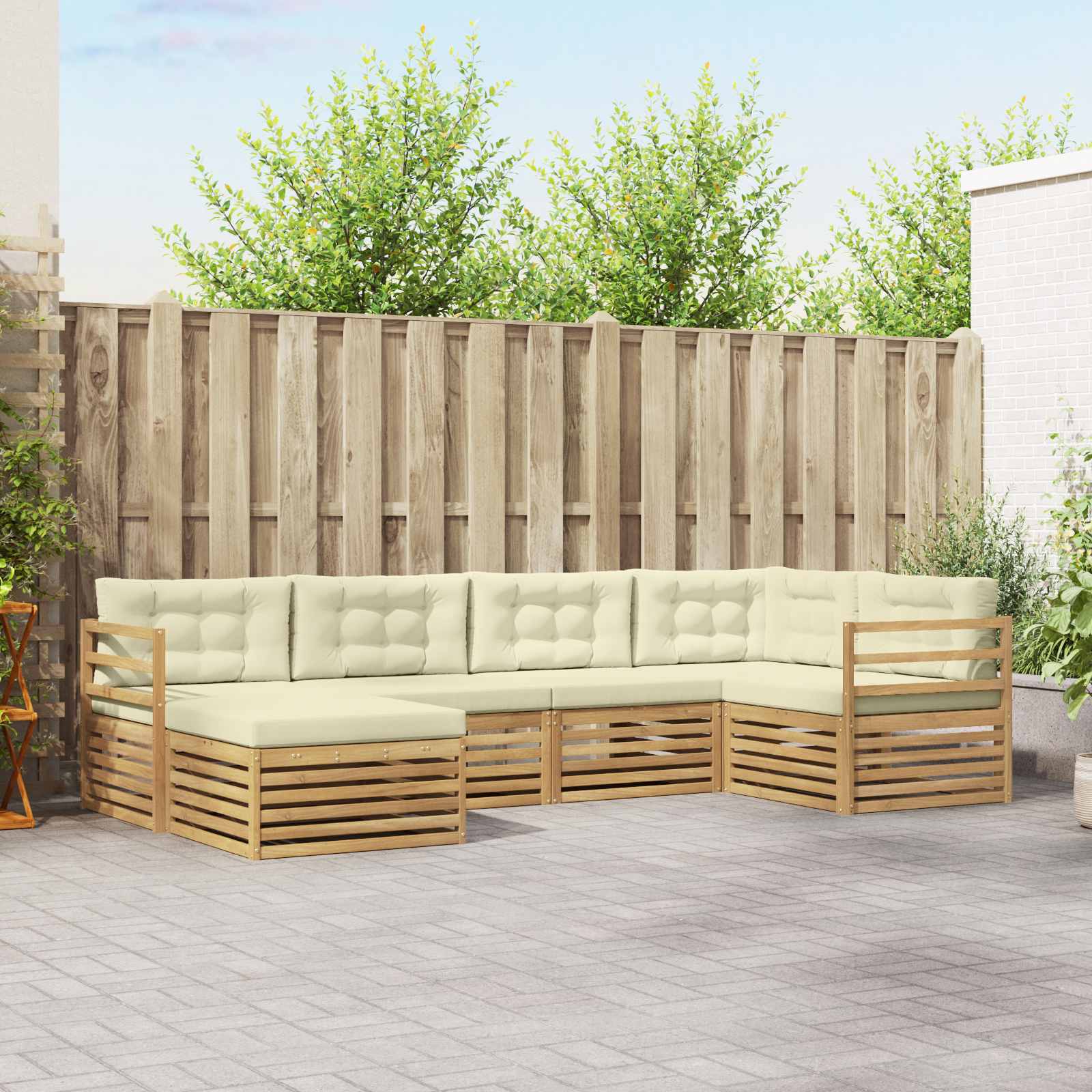 vidaXL Buiten bankenset 6 pcs Naturel