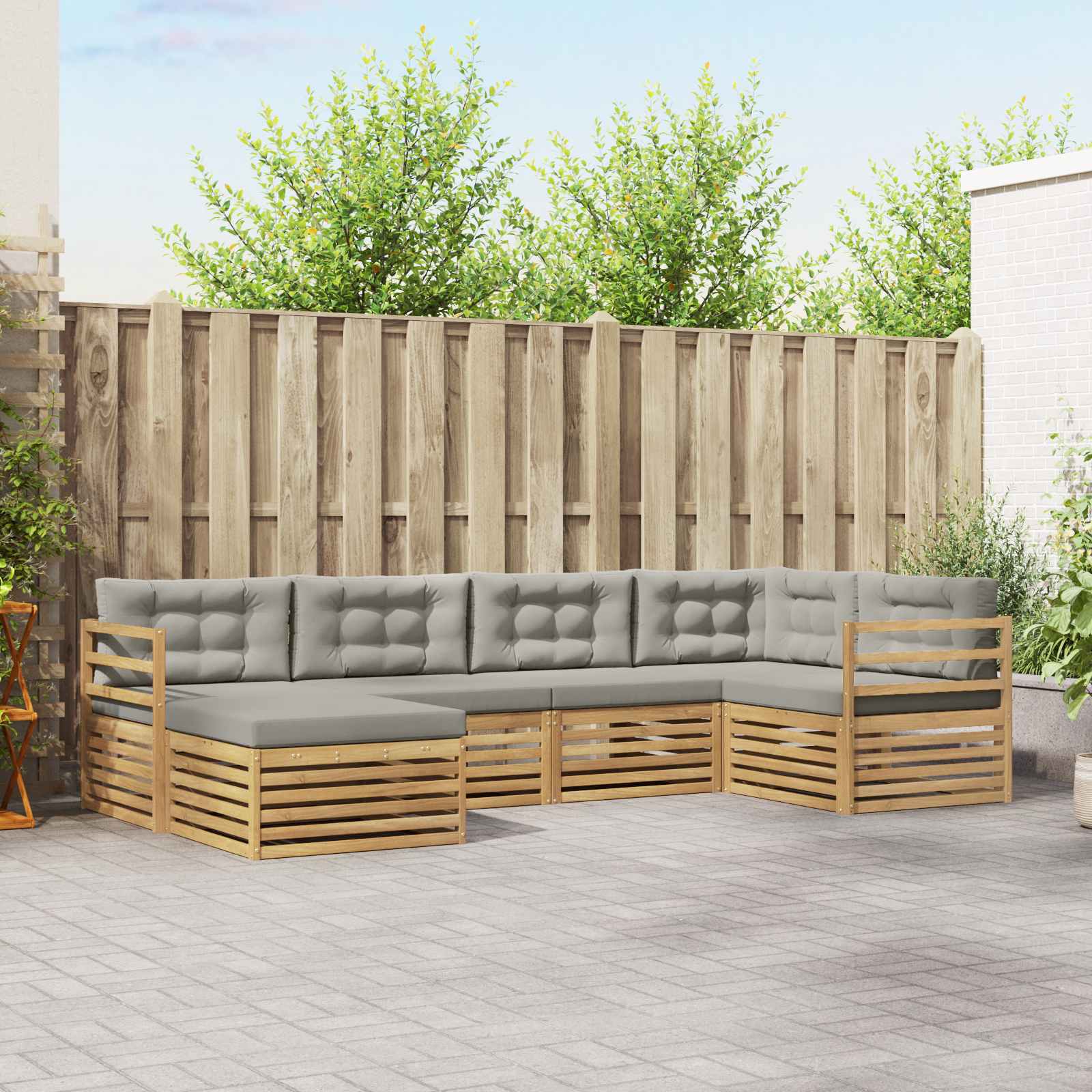 vidaXL Buiten bankenset 6 pcs Naturel