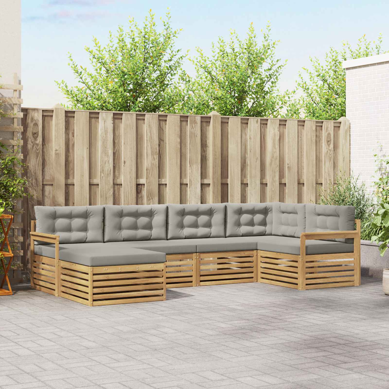 vidaXL Buiten bankenset 6 pcs Naturel