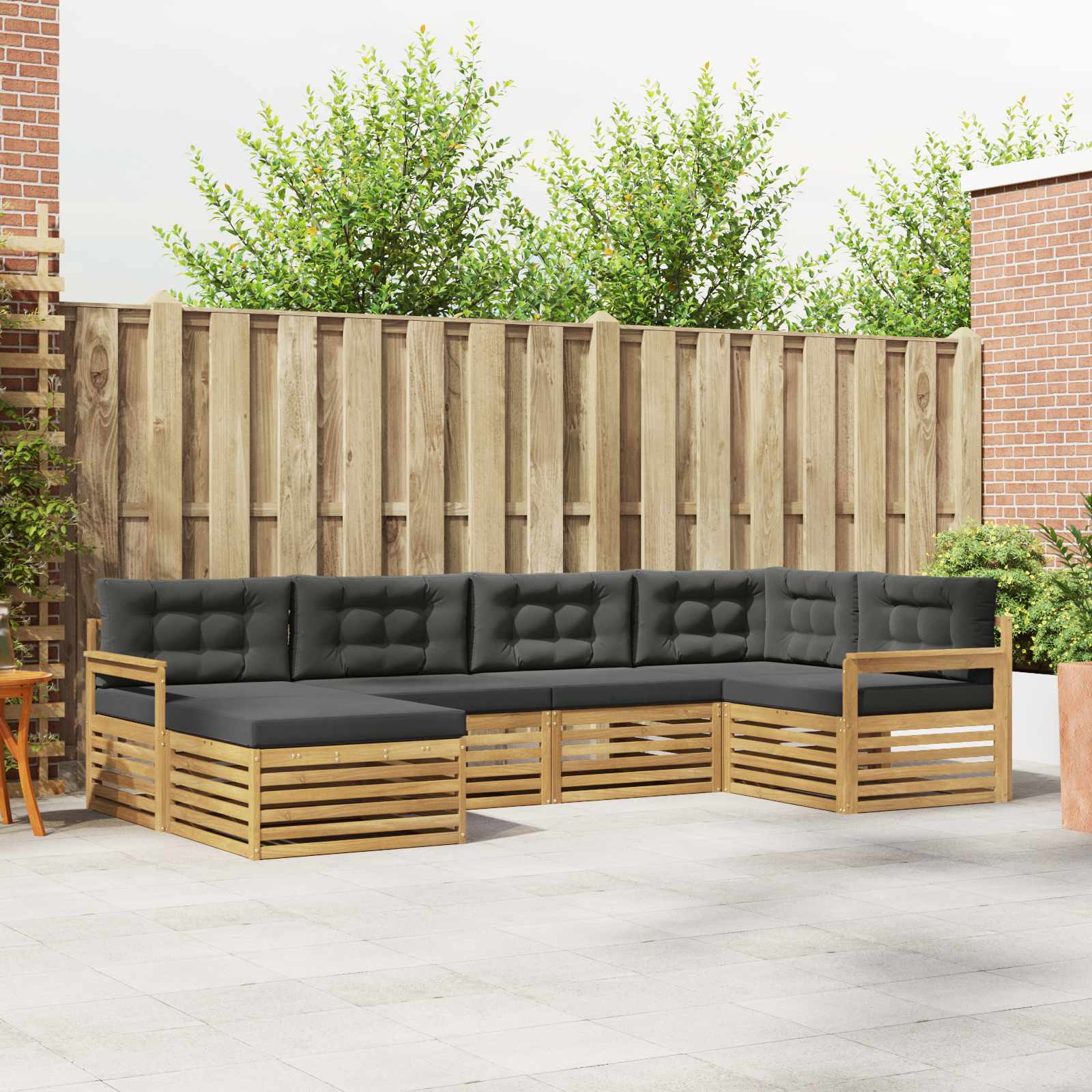 vidaXL Buiten bankenset 6 pcs Naturel