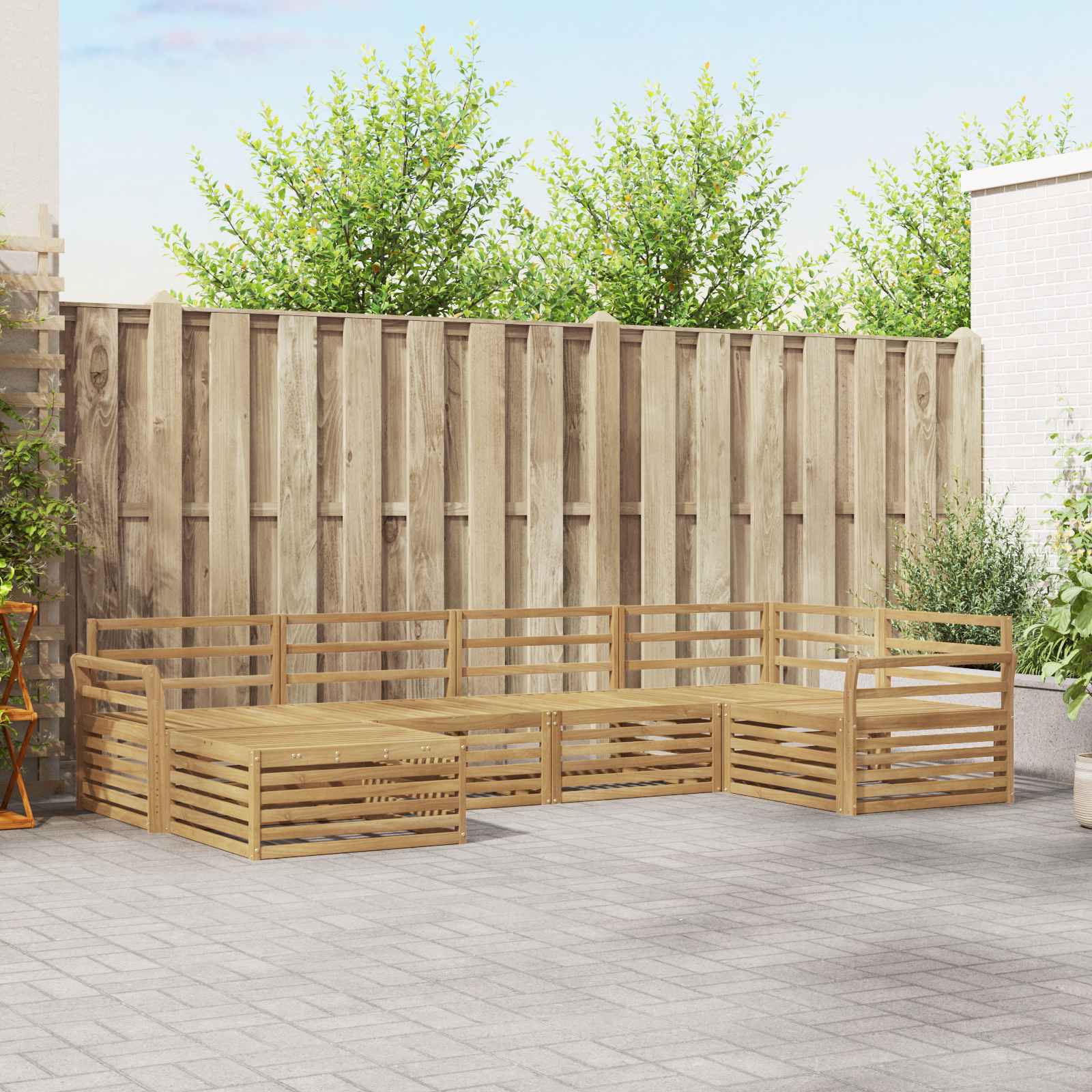 vidaXL Buiten bankenset 6 pcs Naturel