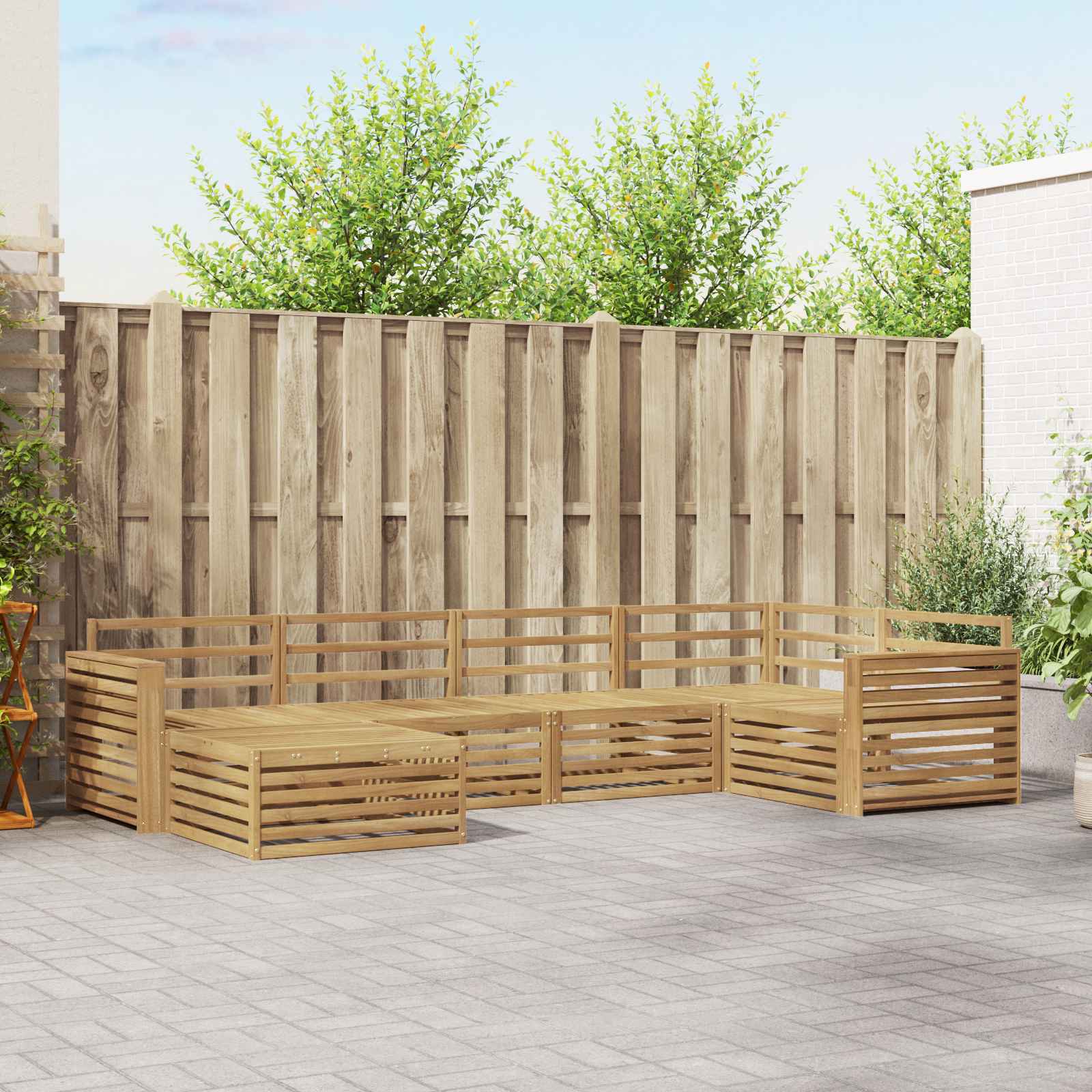 vidaXL Buiten bankenset 6 pcs Naturel