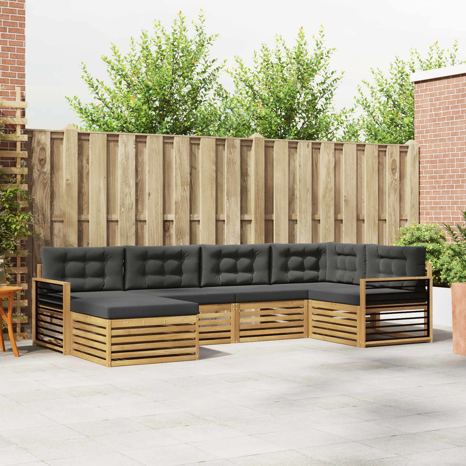 vidaXL Buiten bankenset 6 pcs Naturel