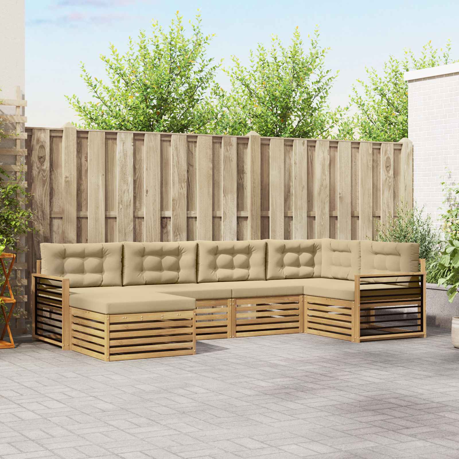 vidaXL Buiten bankenset 6 pcs Naturel