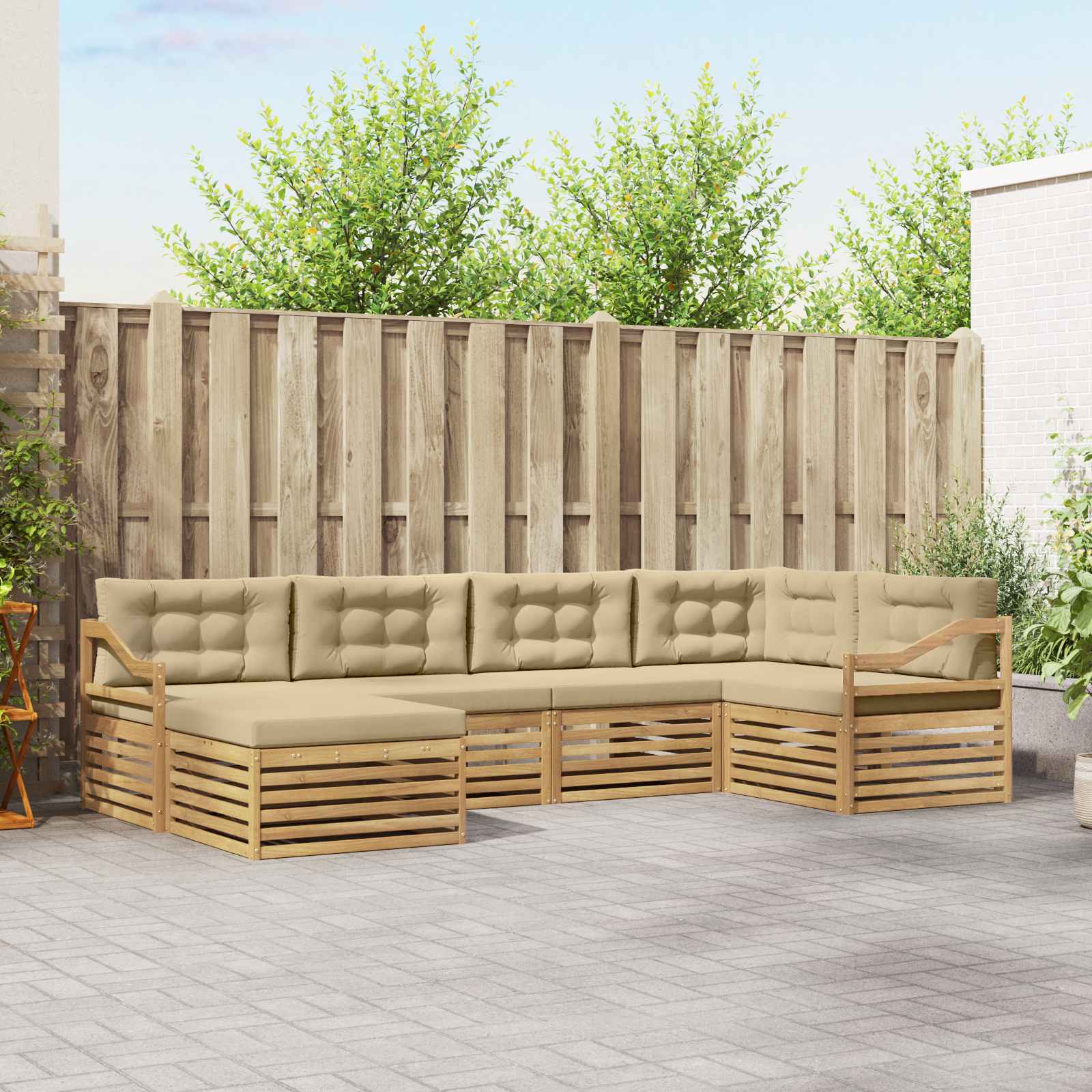 vidaXL Buiten bankenset 6 pcs Naturel