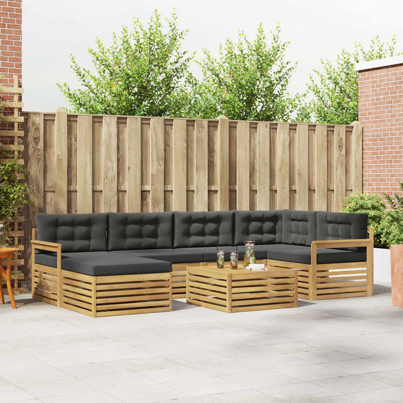 vidaXL Buiten bankenset 7 pcs Naturel