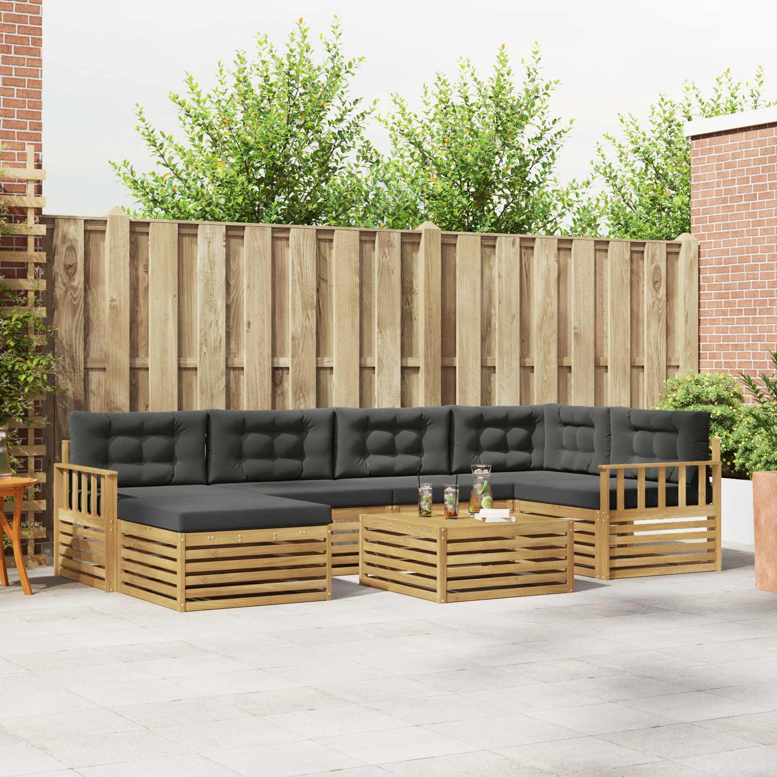 vidaXL Buiten bankenset 7 pcs Naturel