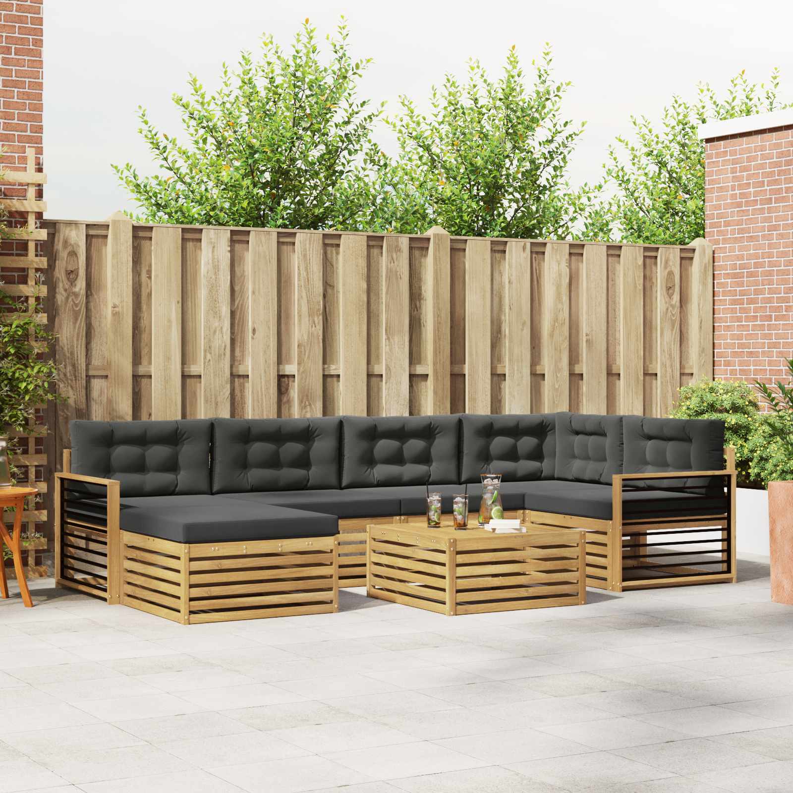 vidaXL Buiten bankenset 7 pcs Naturel