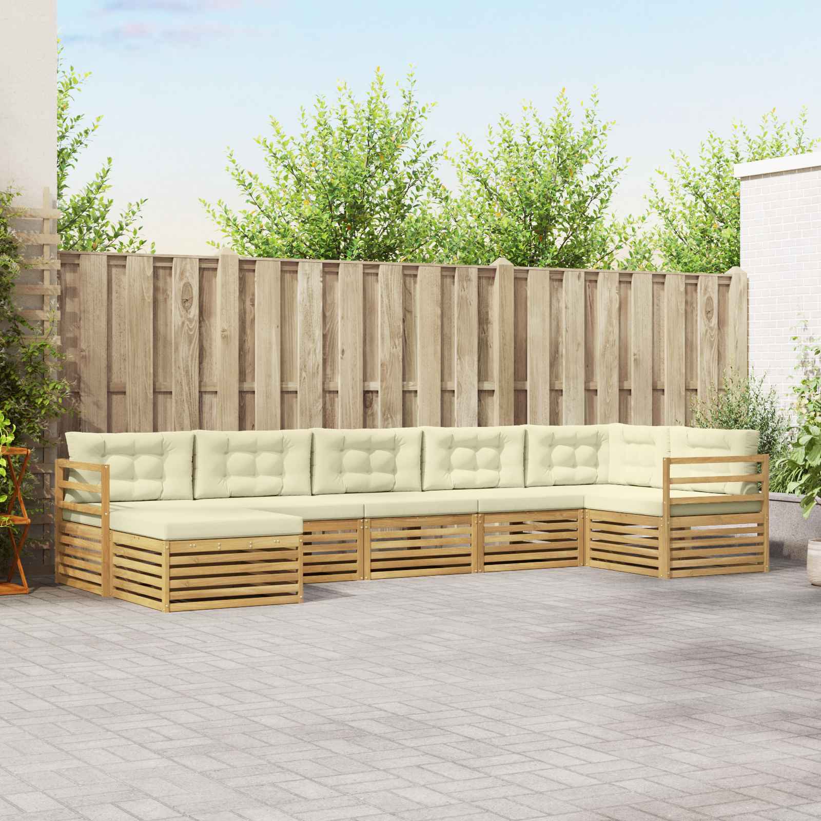 vidaXL Sofa-Sets 7 pcs Naturel Massief Acaciahout