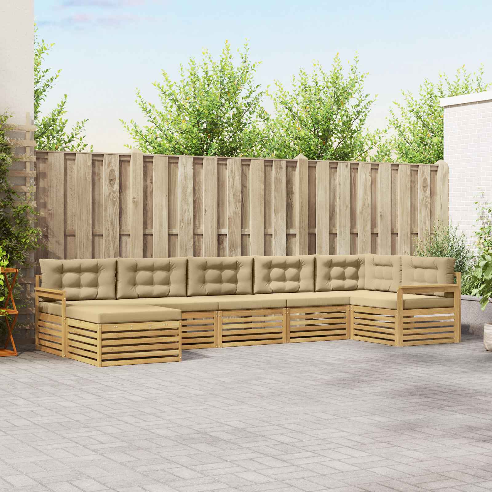 vidaXL Sofa-Sets 7 pcs Naturel Massief Acaciahout