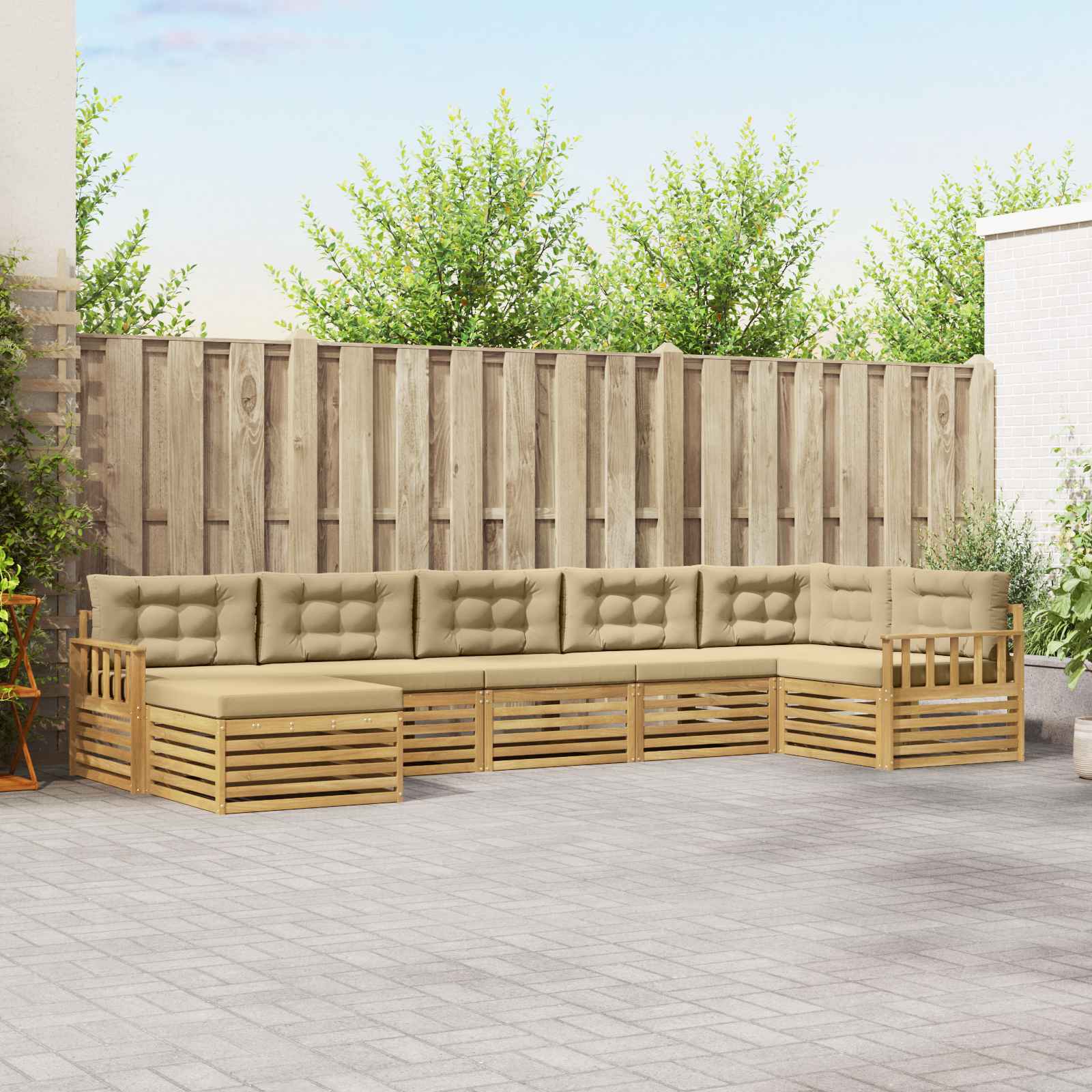 vidaXL Sofa-Sets 7 pcs Naturel Massief Acaciahout