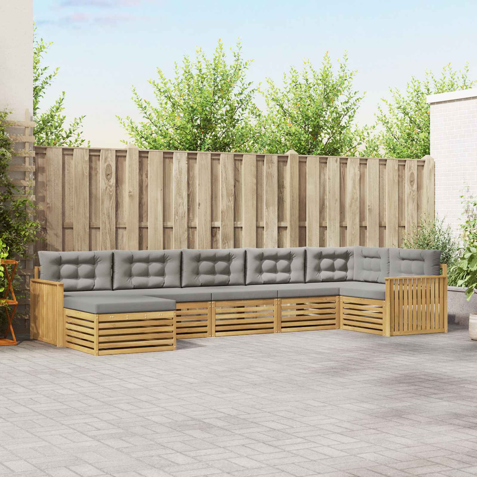 vidaXL Sofa-Sets 7 pcs Naturel Massief Acaciahout