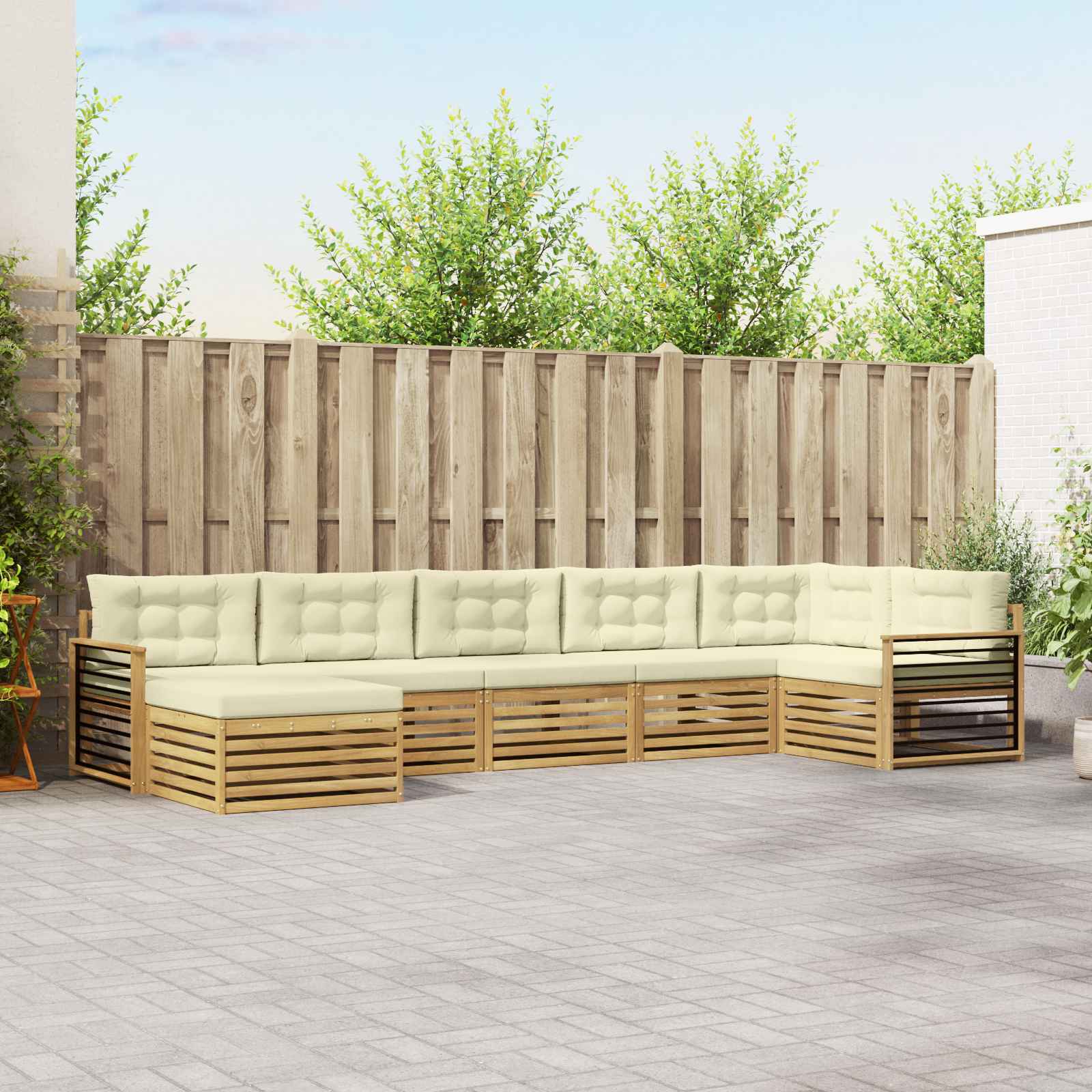 vidaXL Sofa-Sets 7 pcs Naturel Massief Acaciahout