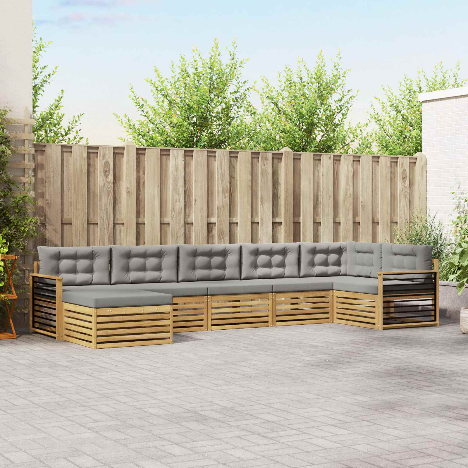 vidaXL Sofa-Sets 7 pcs Naturel Massief Acaciahout