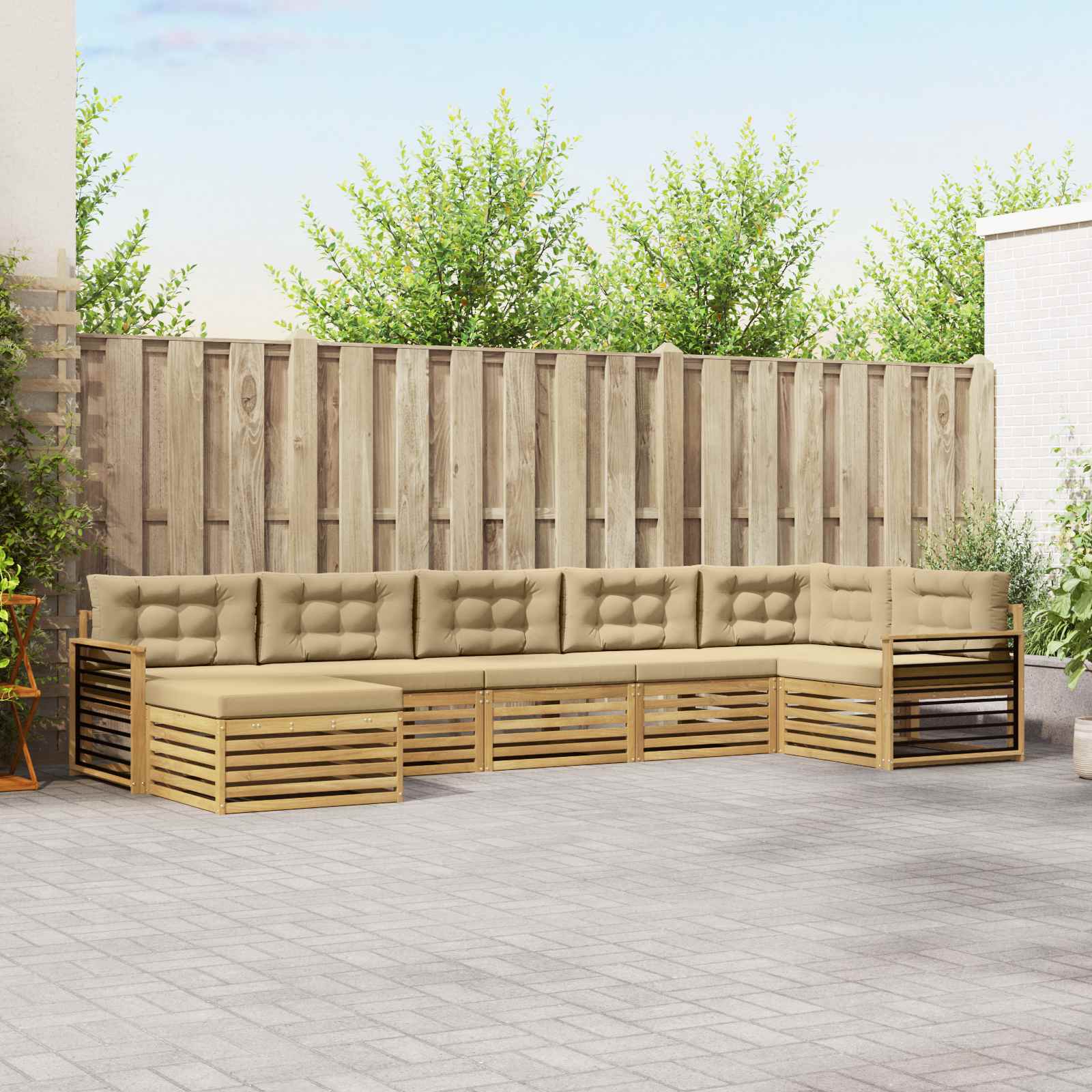 vidaXL Sofa-Sets 7 pcs Naturel Massief Acaciahout
