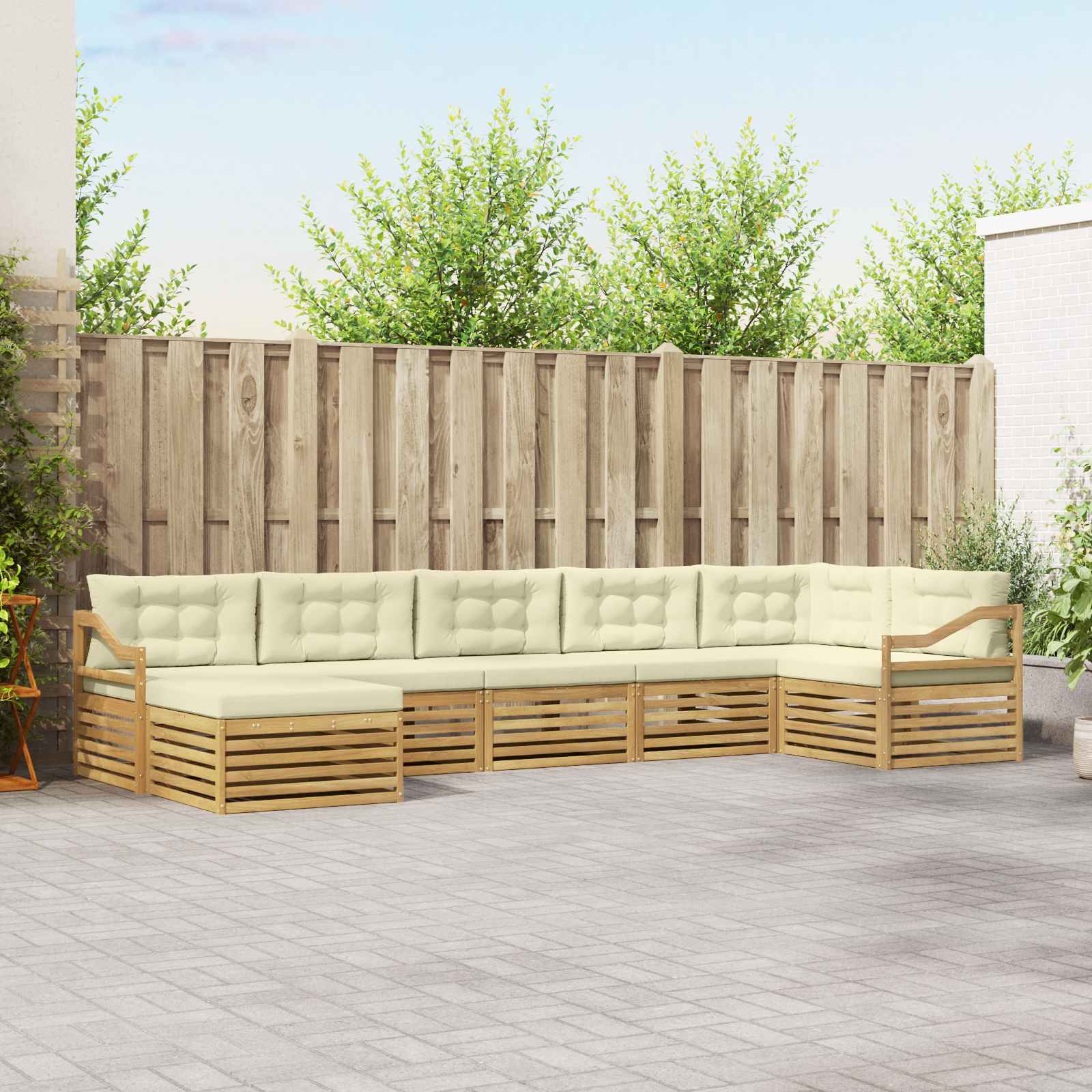 vidaXL Sofa-Sets 7 pcs Naturel Massief Acaciahout