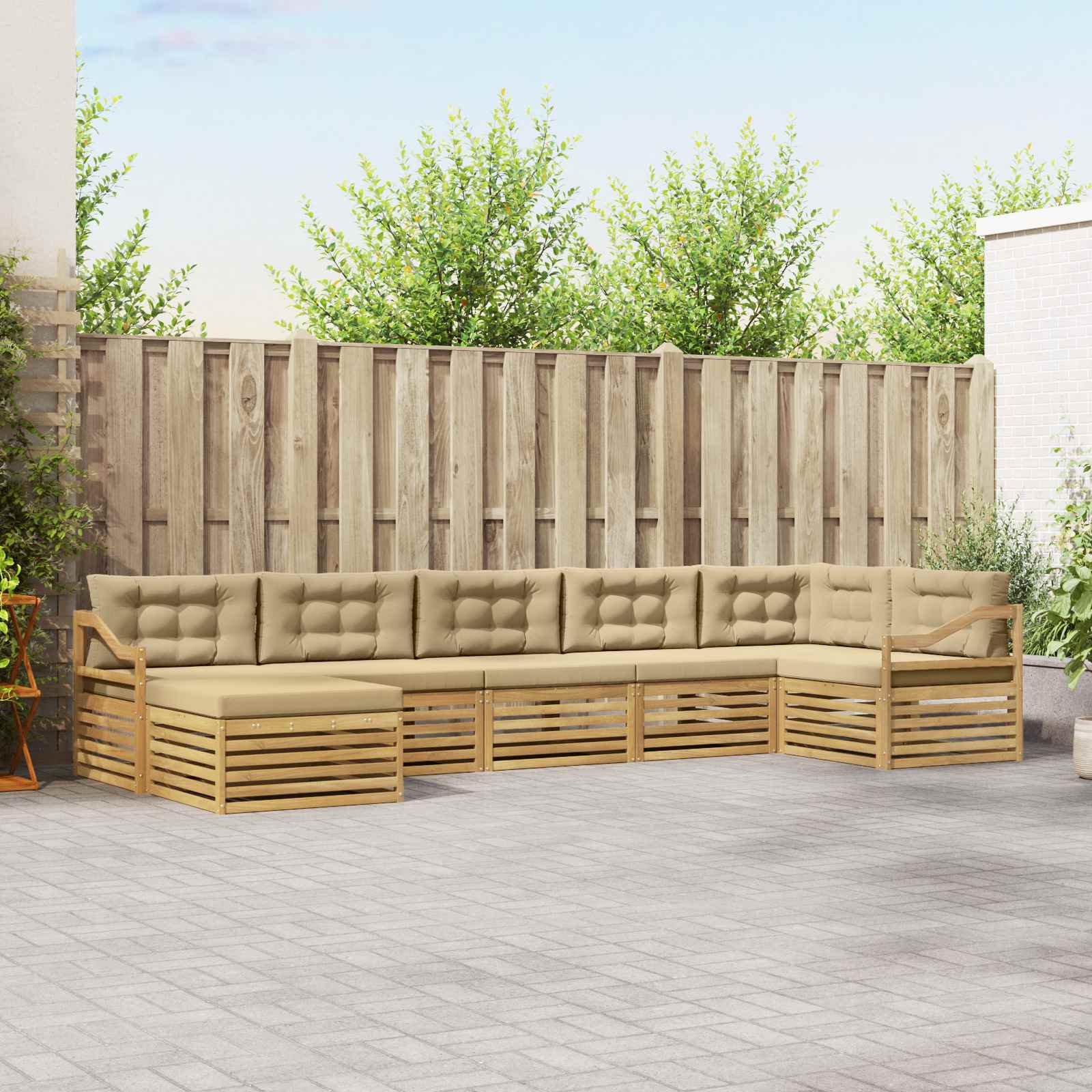 vidaXL Sofa-Sets 7 pcs Naturel Massief Acaciahout