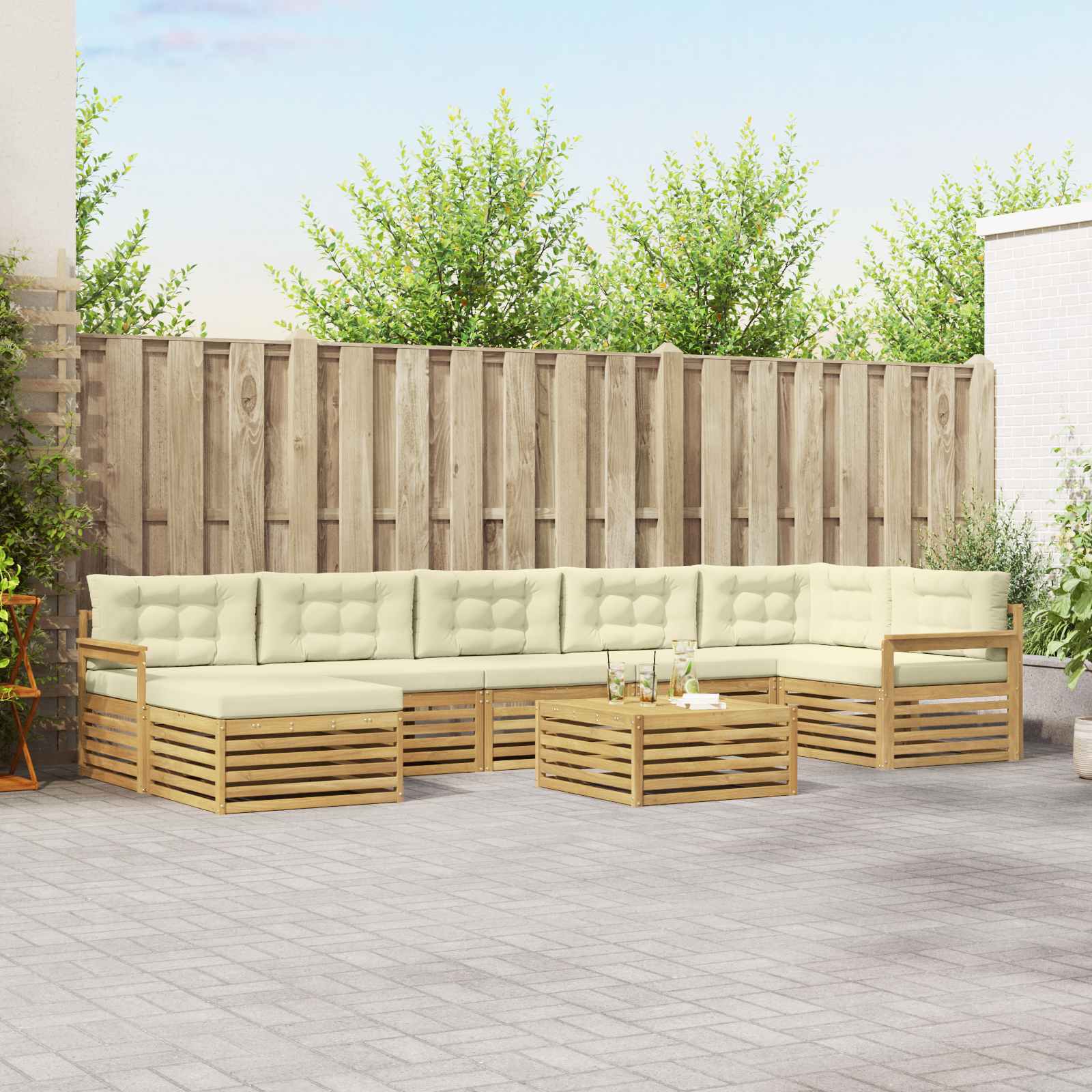vidaXL Sofa-Sets 8 pcs Naturel Massief Acaciahout