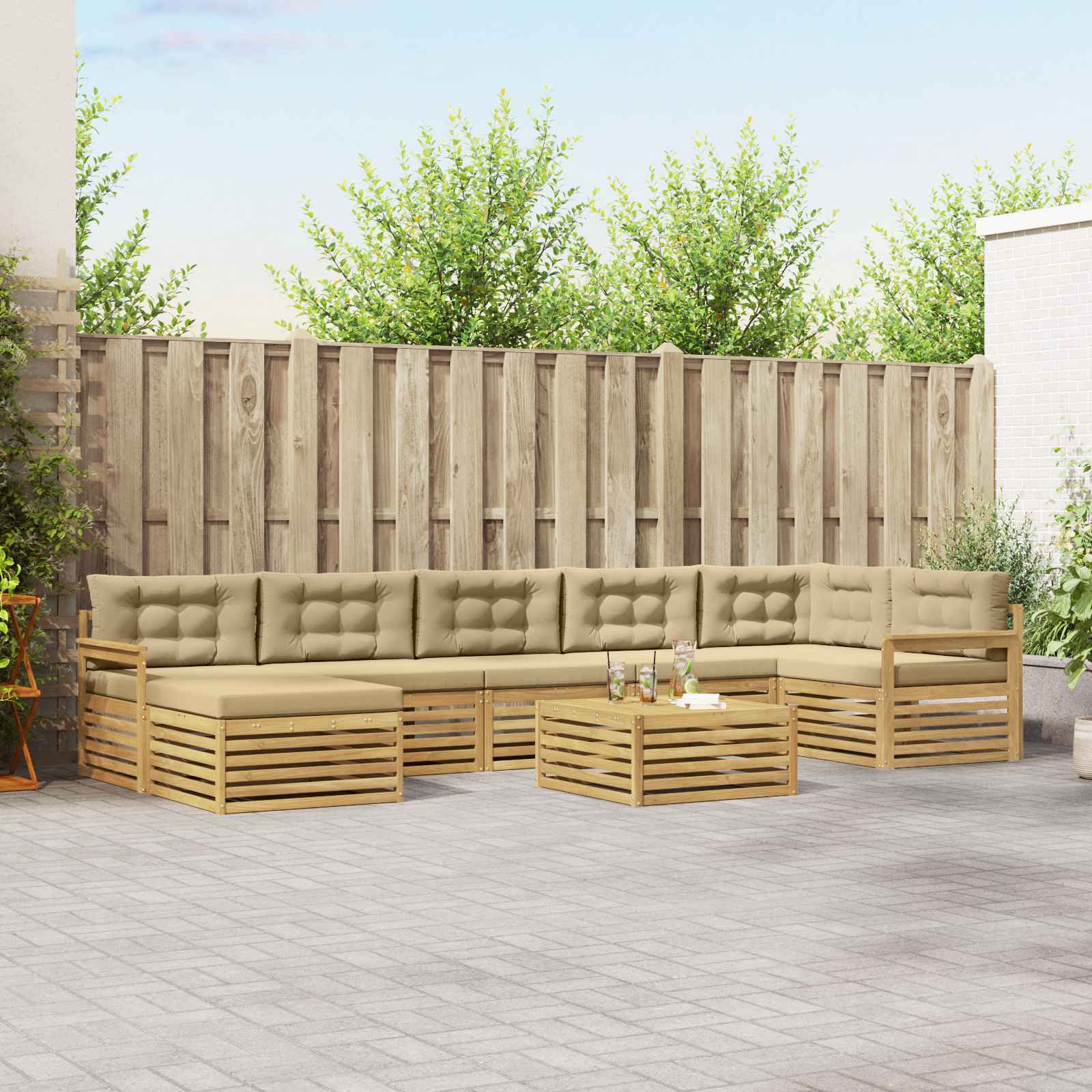 vidaXL Sofa-Sets 8 pcs Naturel Massief Acaciahout