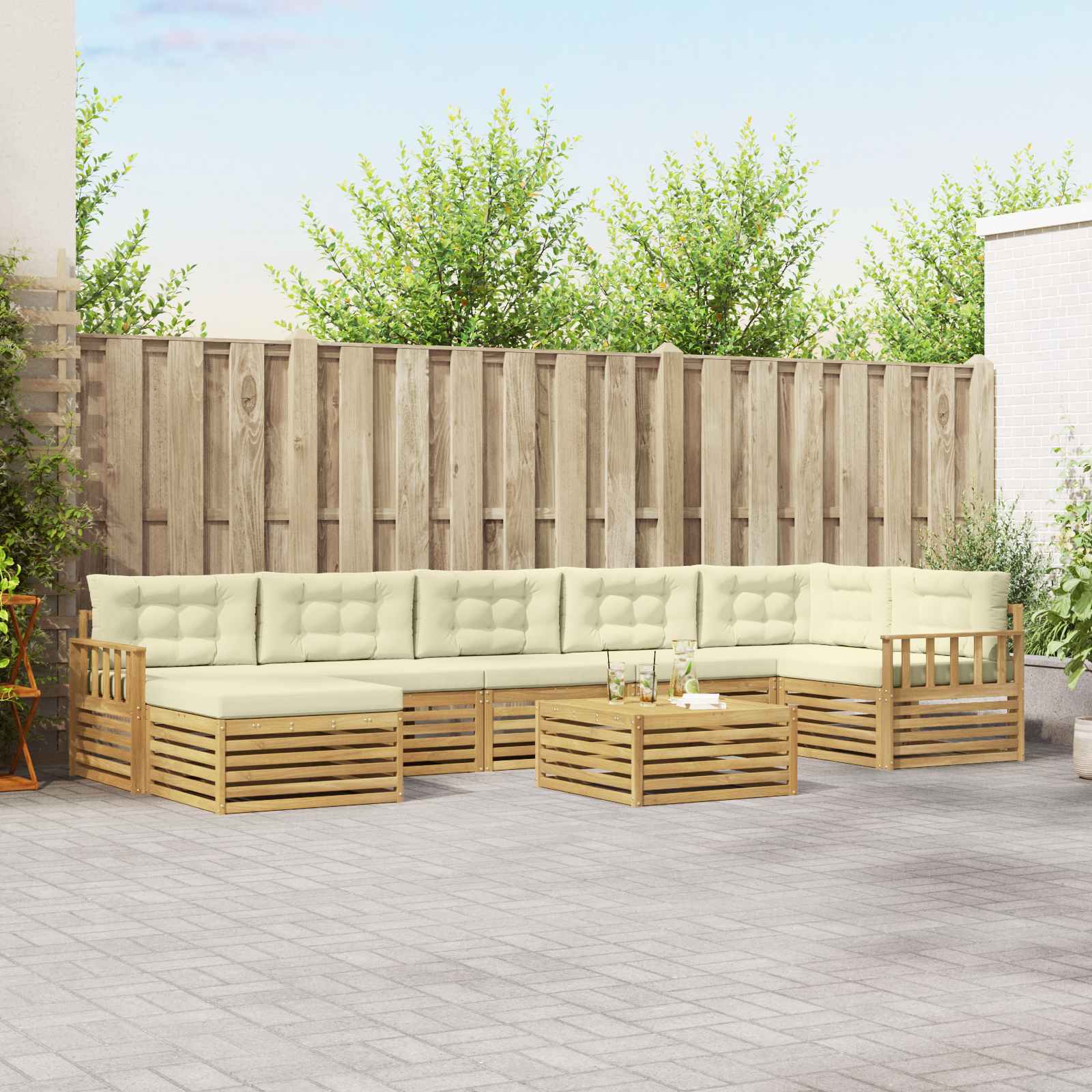 vidaXL Sofa-Sets 8 pcs Naturel Massief Acaciahout