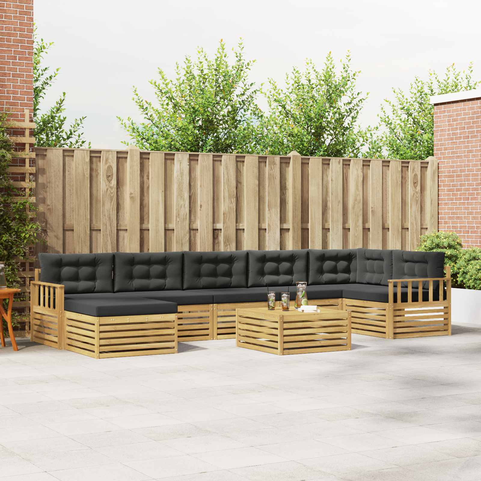 vidaXL Sofa-Sets 8 pcs Naturel Massief Acaciahout