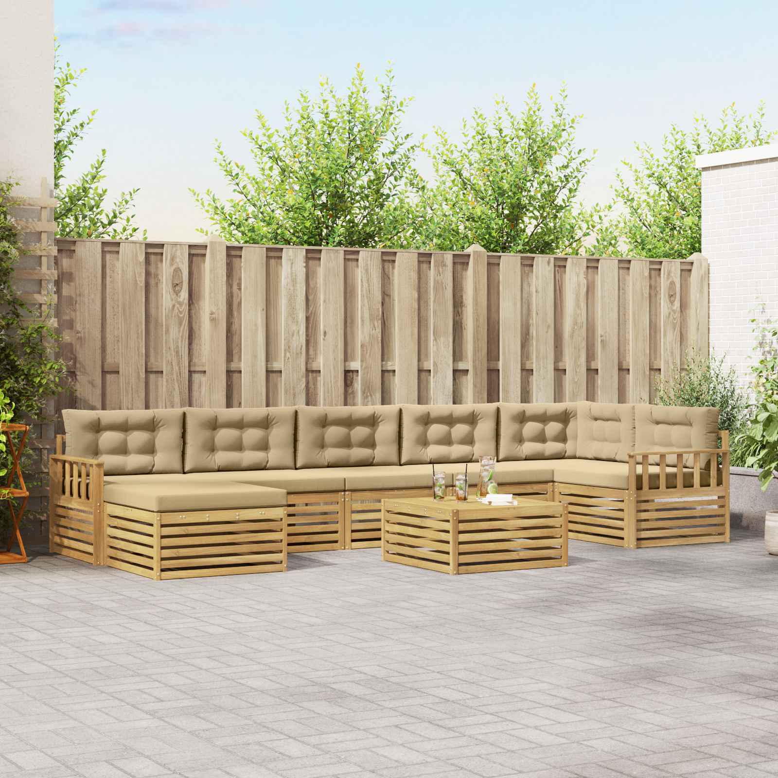 vidaXL Sofa-Sets 8 pcs Naturel Massief Acaciahout