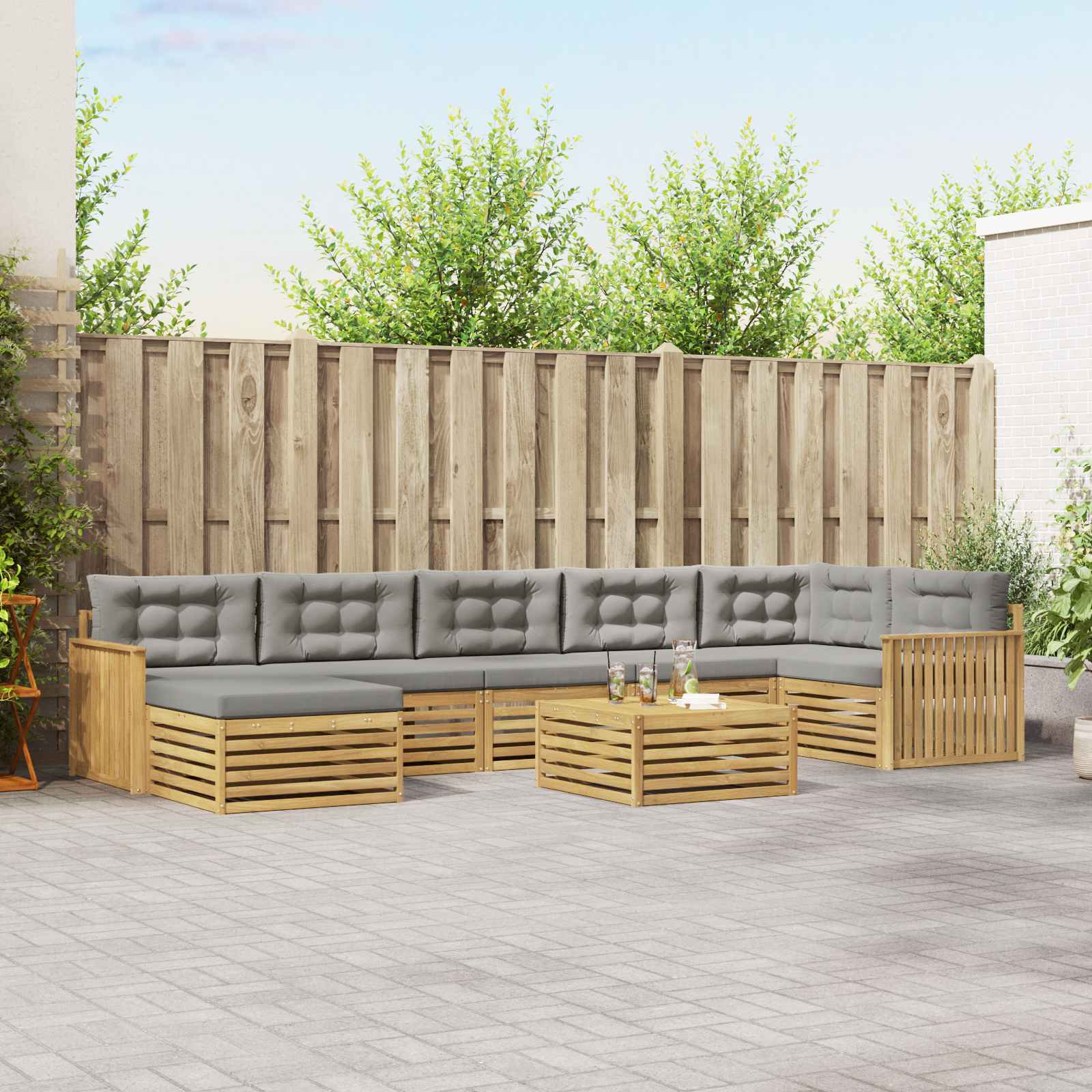 vidaXL Sofa-Sets 8 pcs Naturel Massief Acaciahout