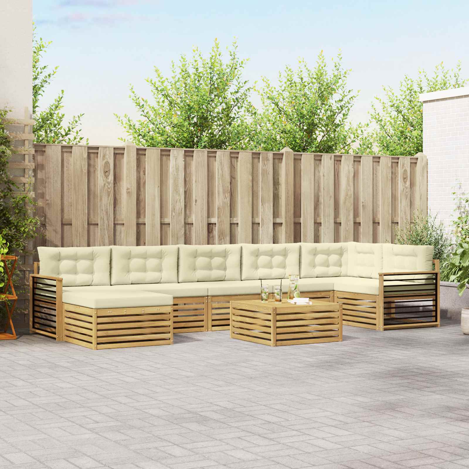 vidaXL Sofa-Sets 8 pcs Naturel Massief Acaciahout