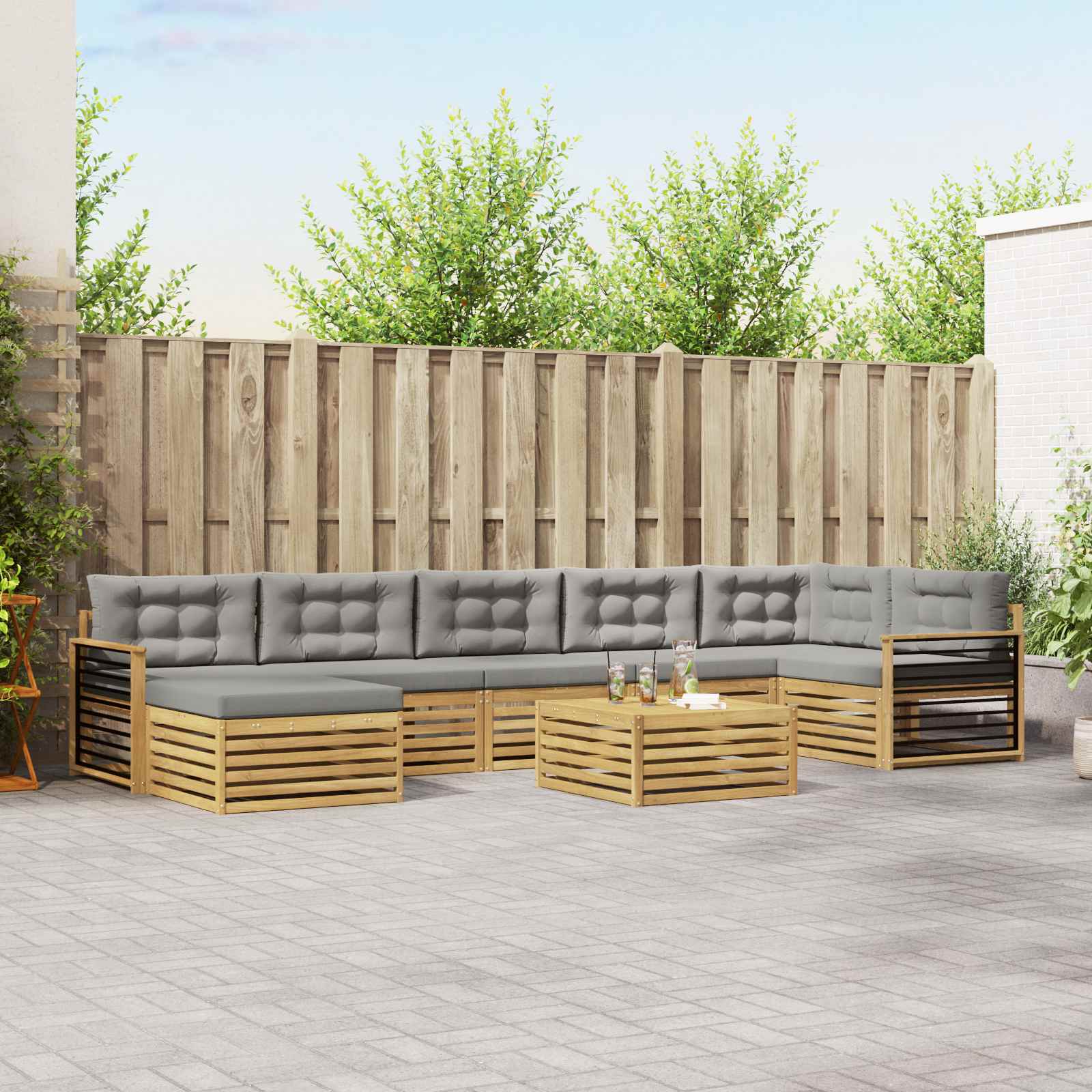 vidaXL Sofa-Sets 8 pcs Naturel Massief Acaciahout