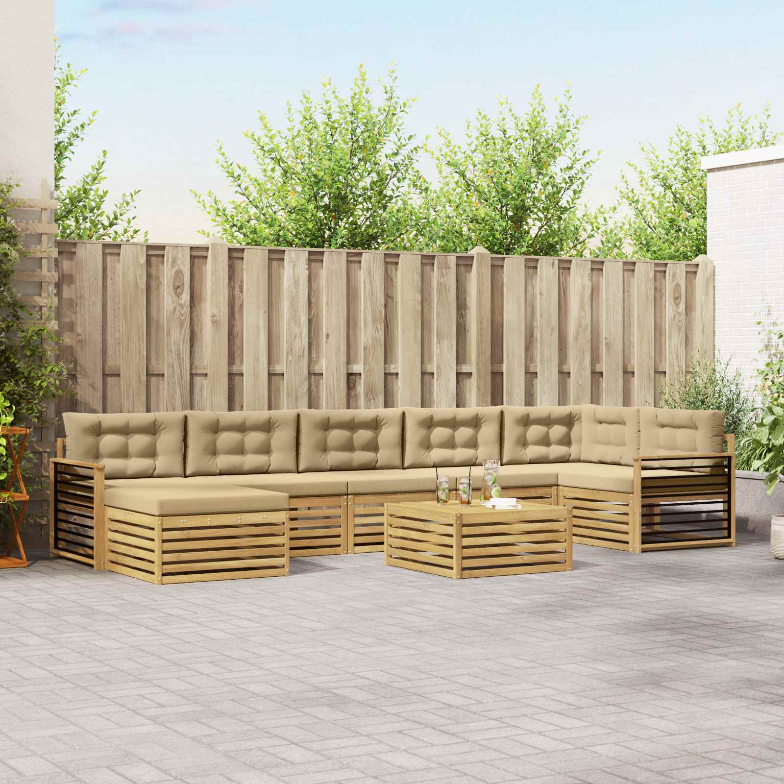 vidaXL Sofa-Sets 8 pcs Naturel Massief Acaciahout