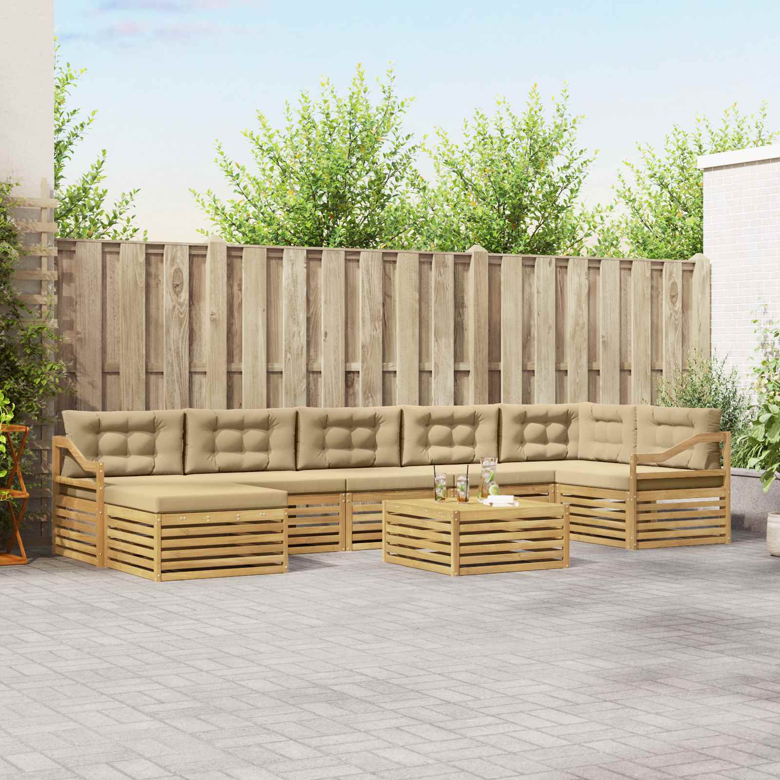 vidaXL Sofa-Sets 8 pcs Naturel Massief Acaciahout