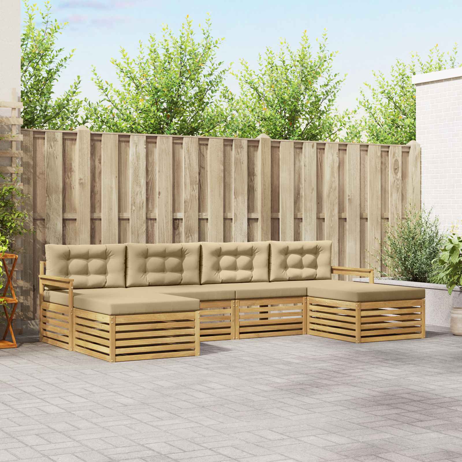 vidaXL Sofa-Sets 6 pcs Naturel Massief Acaciahout