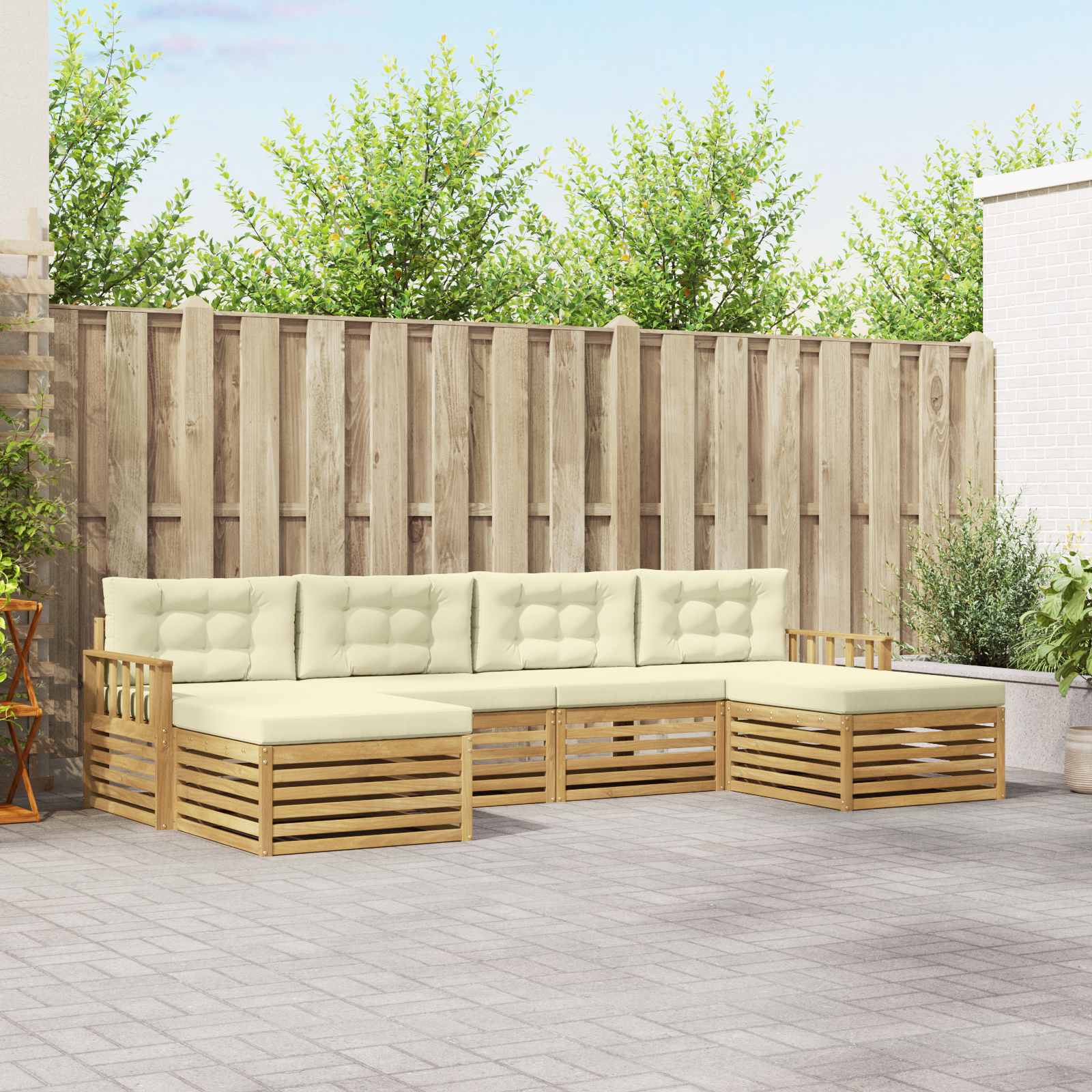 vidaXL Sofa-Sets 6 pcs Naturel Massief Acaciahout