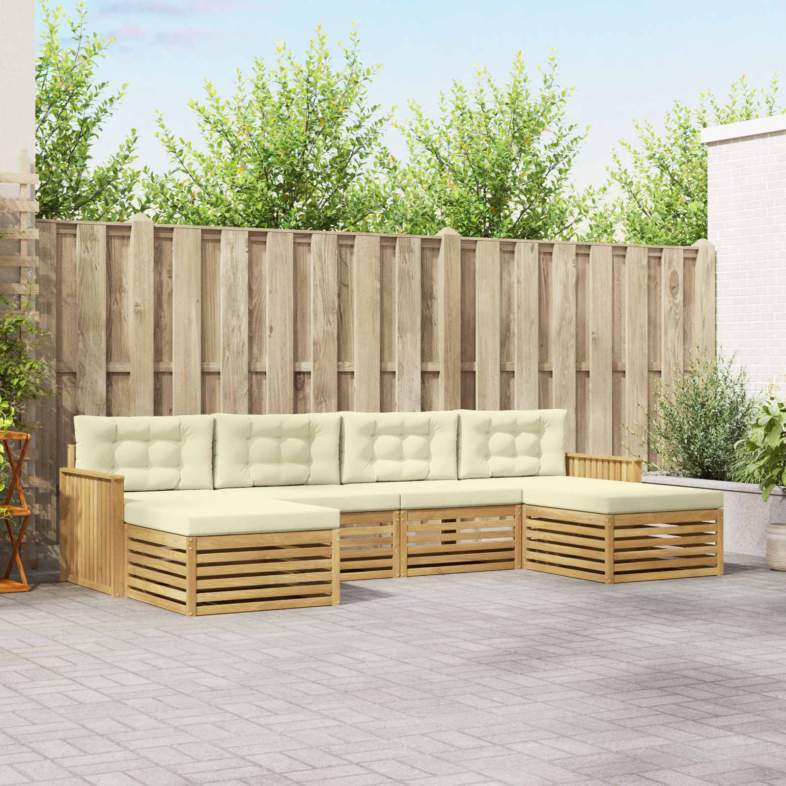 vidaXL Sofa-Sets 6 pcs Naturel Massief Acaciahout