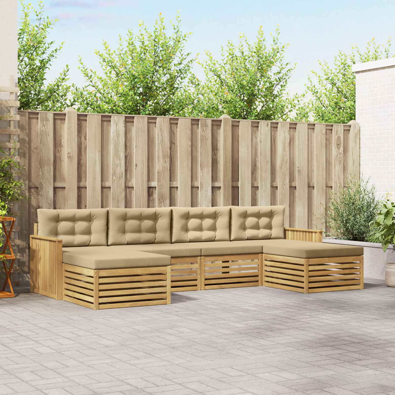 vidaXL Sofa-Sets 6 pcs Naturel Massief Acaciahout