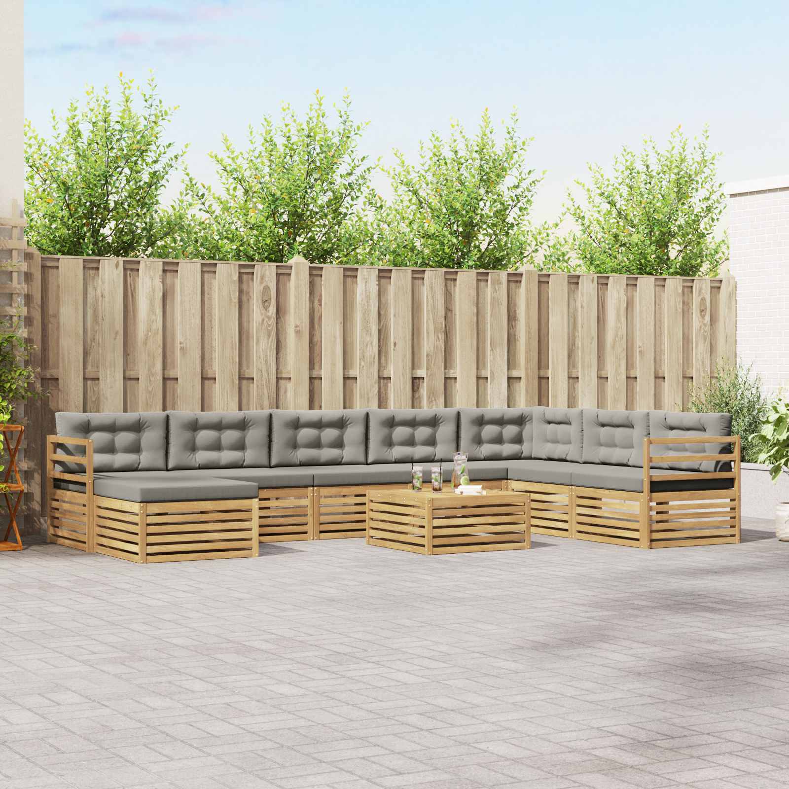 vidaXL Sofa-Sets 9 pcs Naturel Massief Acaciahout