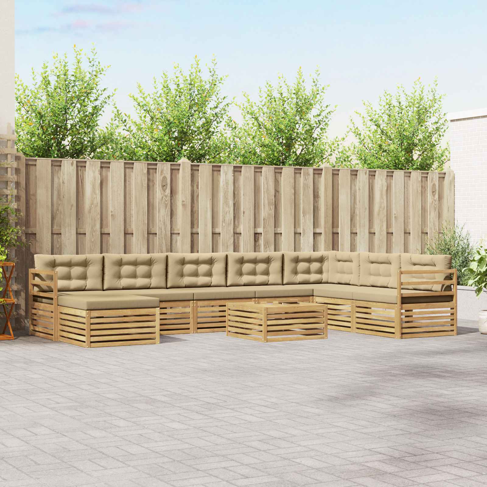 vidaXL Sofa-Sets 9 pcs Naturel Massief Acaciahout