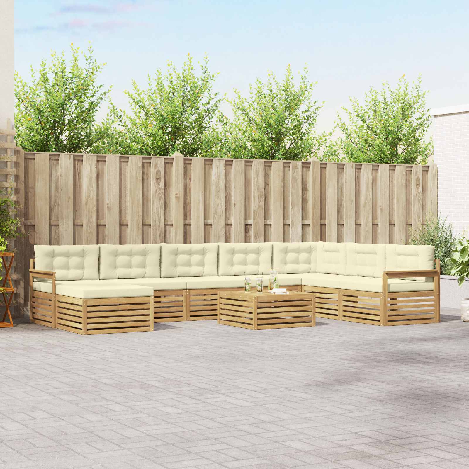 vidaXL Sofa-Sets 9 pcs Naturel Massief Acaciahout